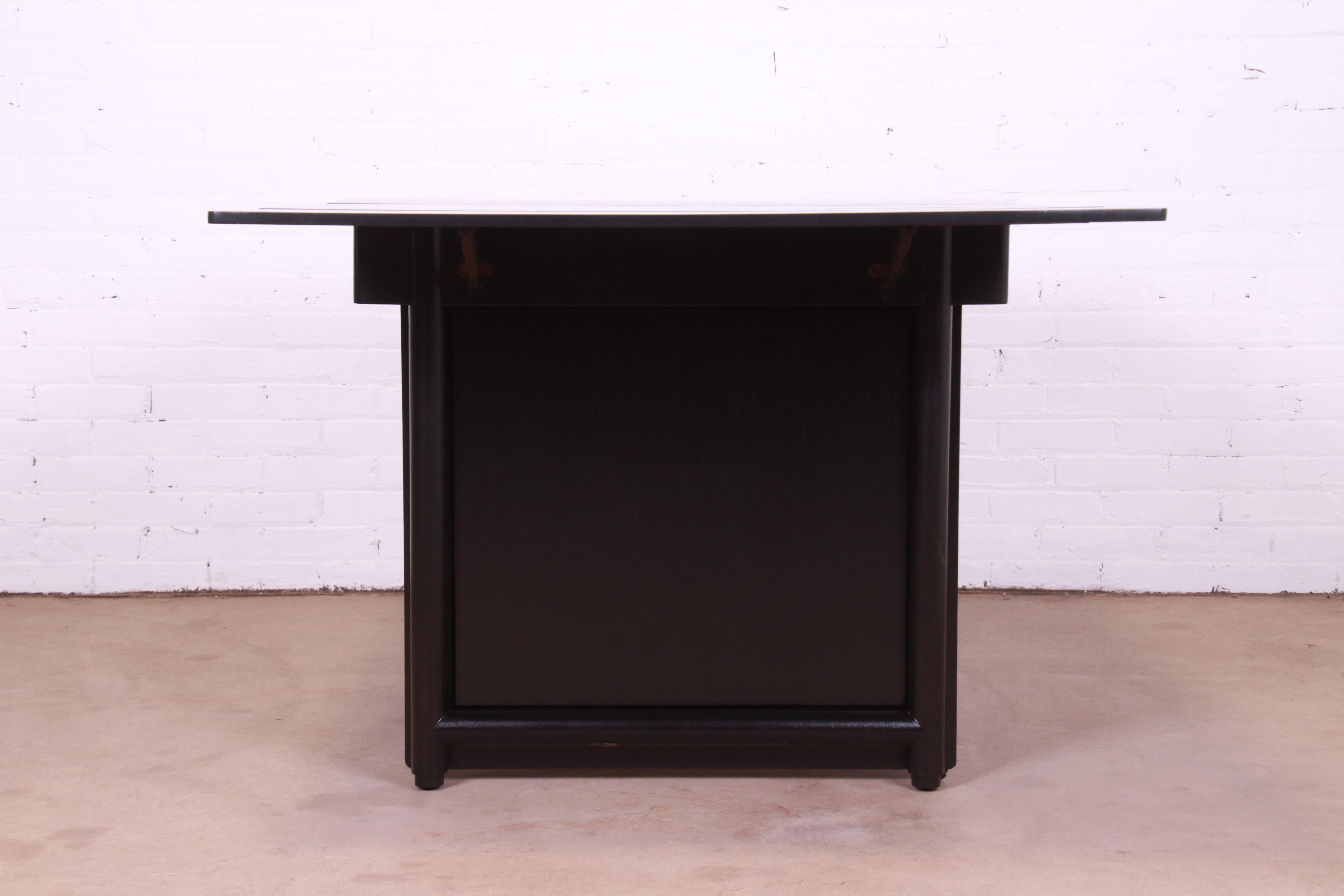 Edward Wormley for Dunbar Black Lacquered Extension Dining Table, Refinished For Sale 12