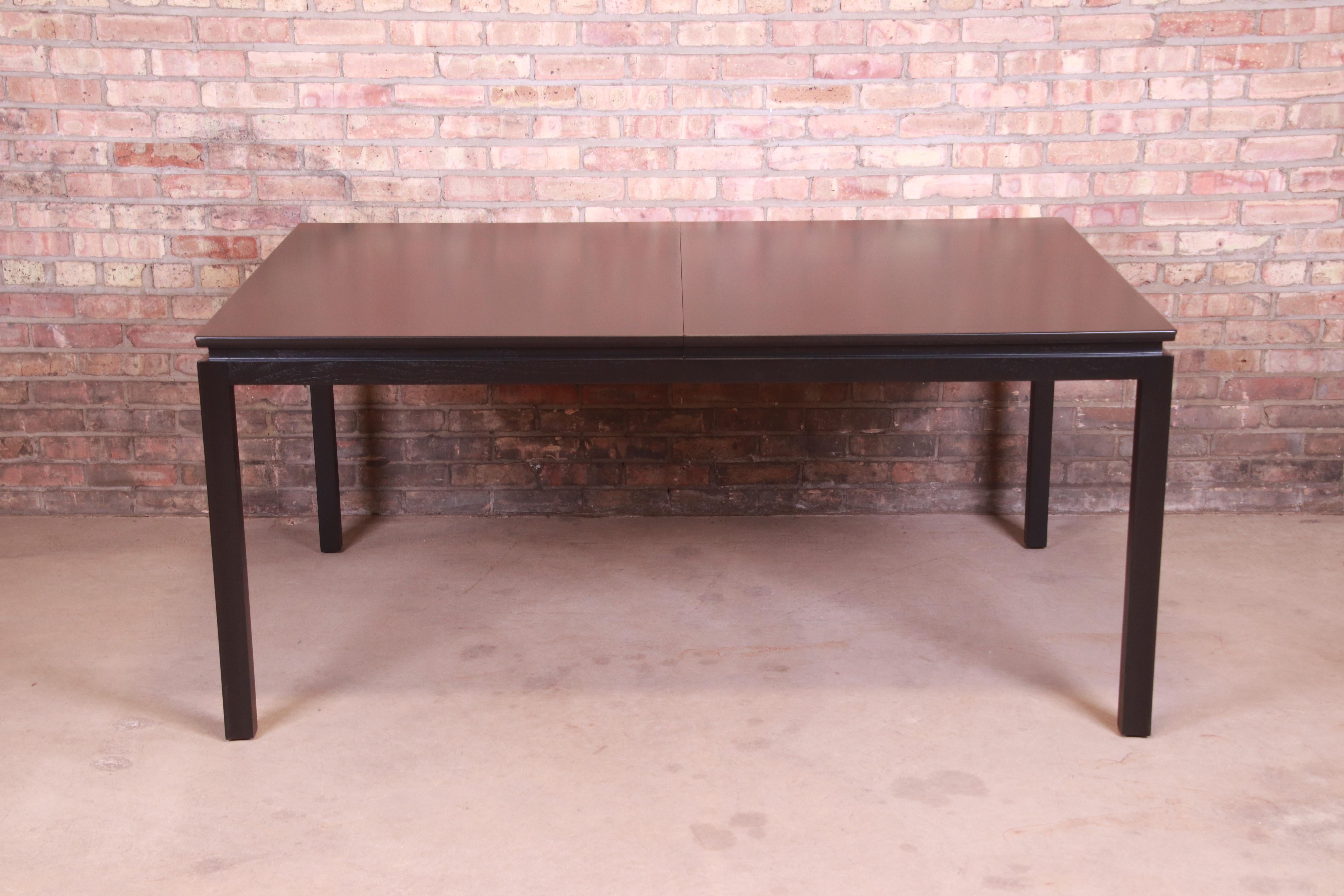 Edward Wormley for Dunbar Black Lacquered Extension Dining Table, Refinished 1