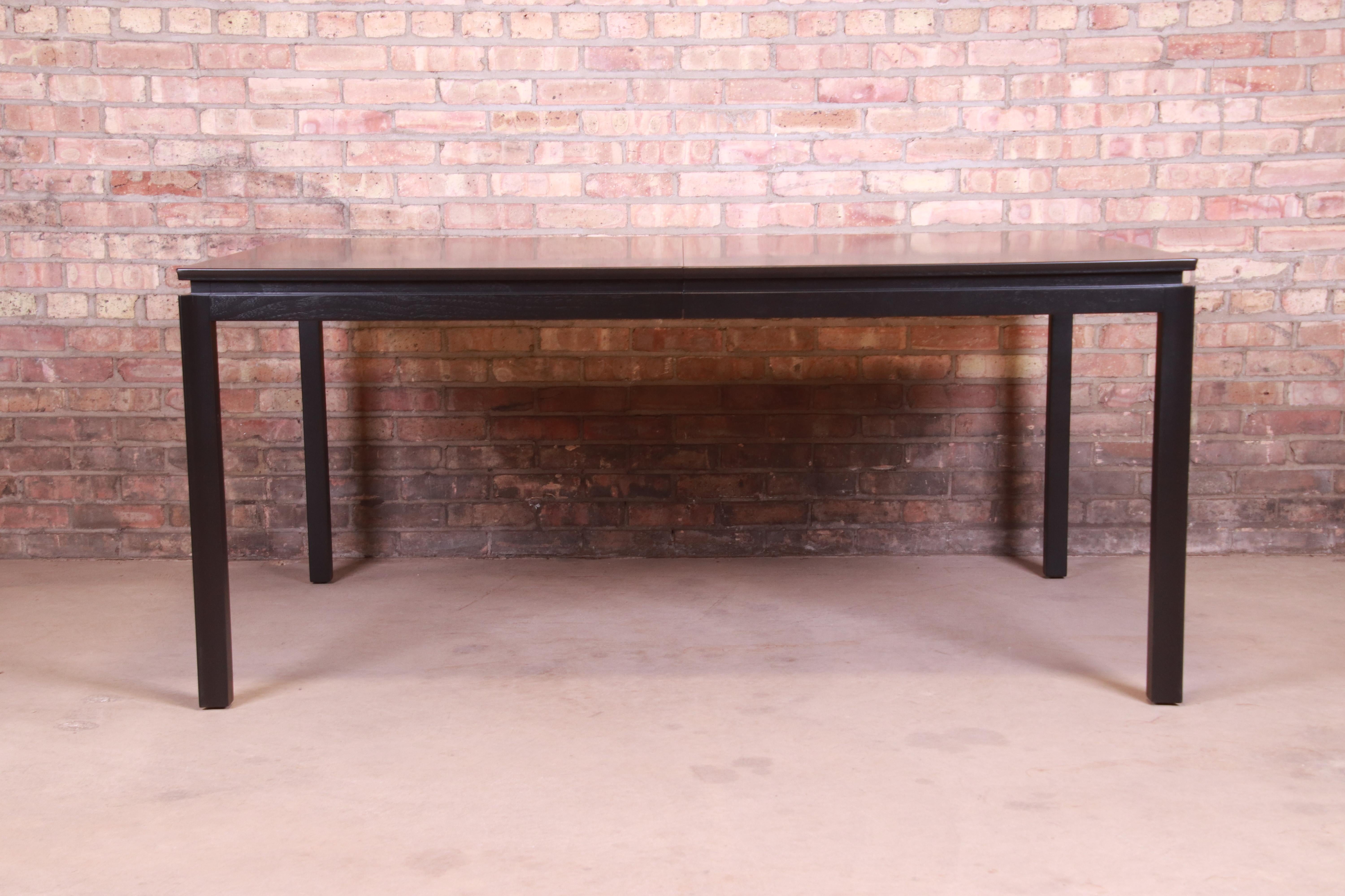 Edward Wormley for Dunbar Black Lacquered Extension Dining Table, Refinished 2