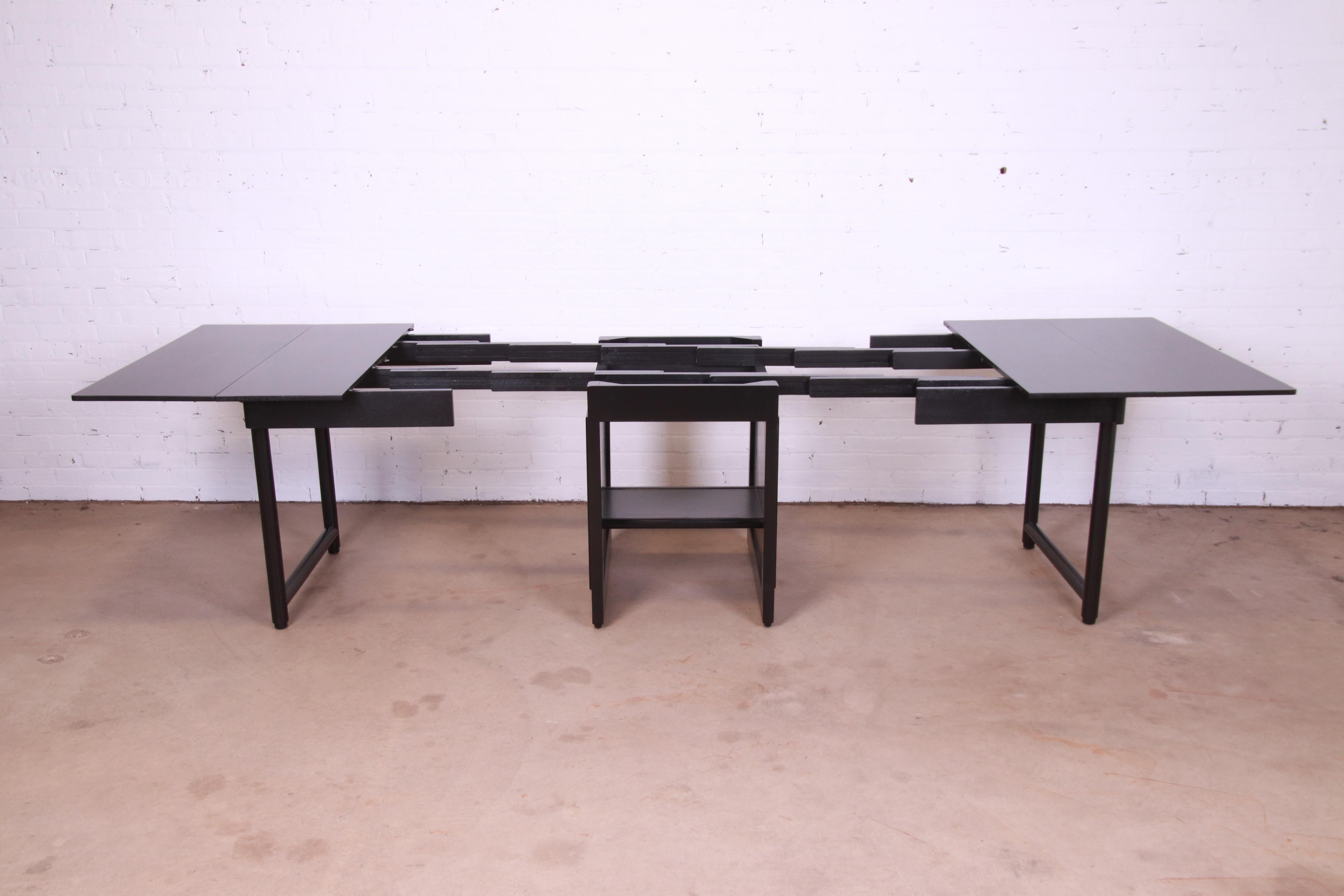 Edward Wormley for Dunbar Black Lacquered Extension Dining Table, Refinished For Sale 2