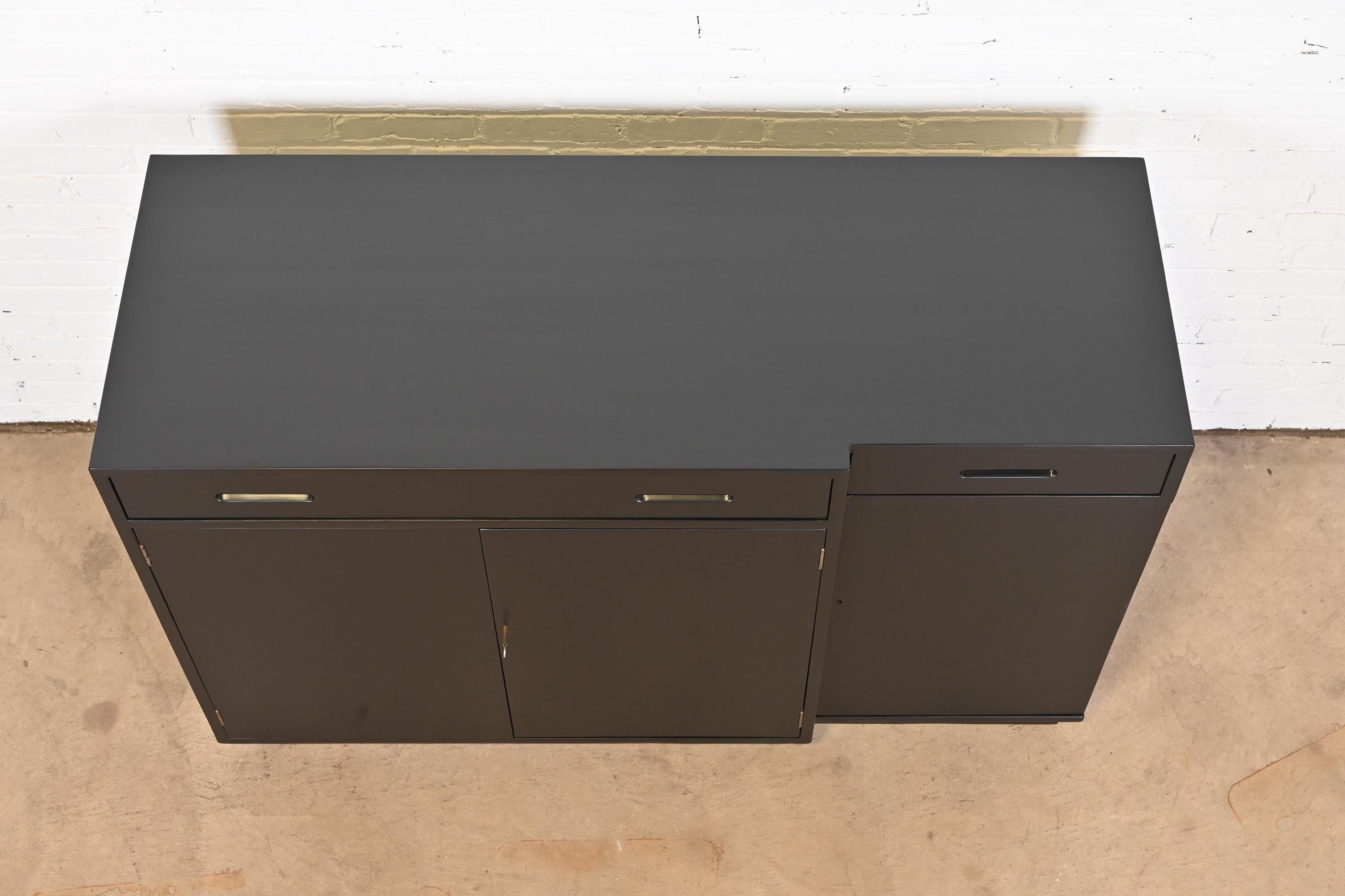 Edward Wormley for Dunbar Black Lacquered Sideboard or Bar Cabinet, Refinished For Sale 9
