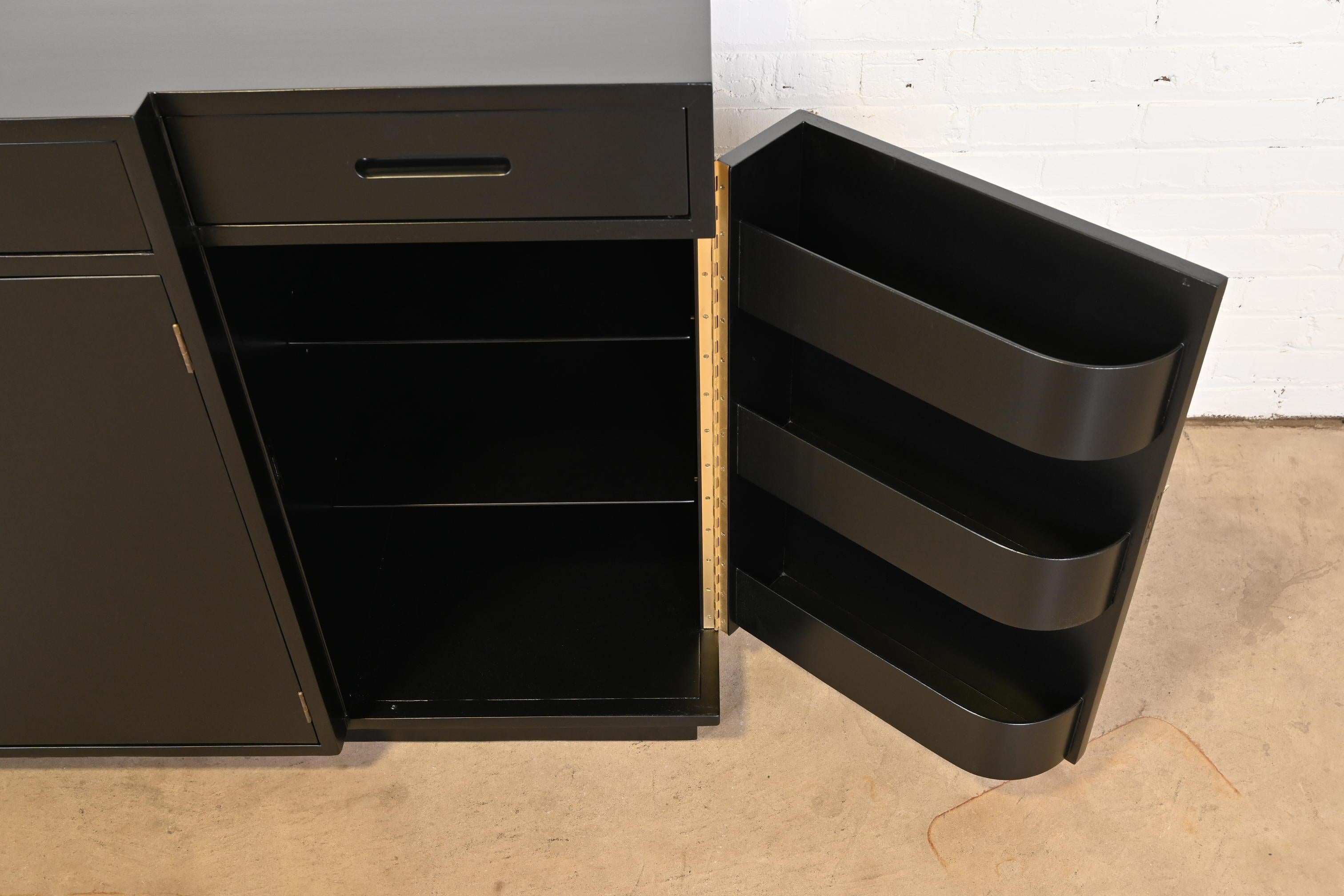 Edward Wormley for Dunbar Black Lacquered Sideboard or Bar Cabinet, Refinished For Sale 2