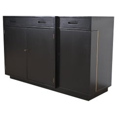 Edward Wormley for Dunbar Black Lacquered Sideboard or Bar Cabinet, Refinished