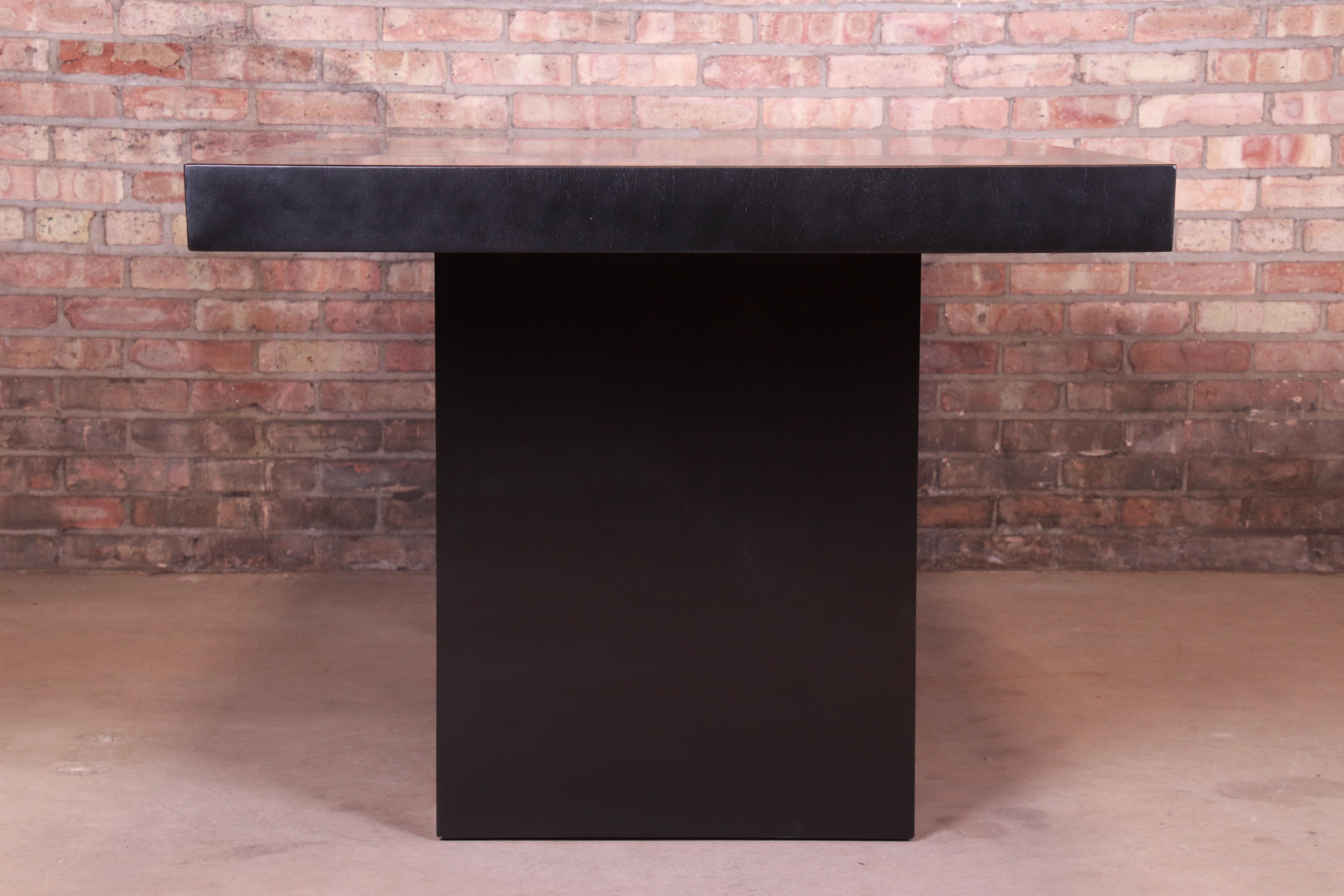 Edward Wormley for Dunbar Black Lacquered Walnut Executive Desk, Refinished 6