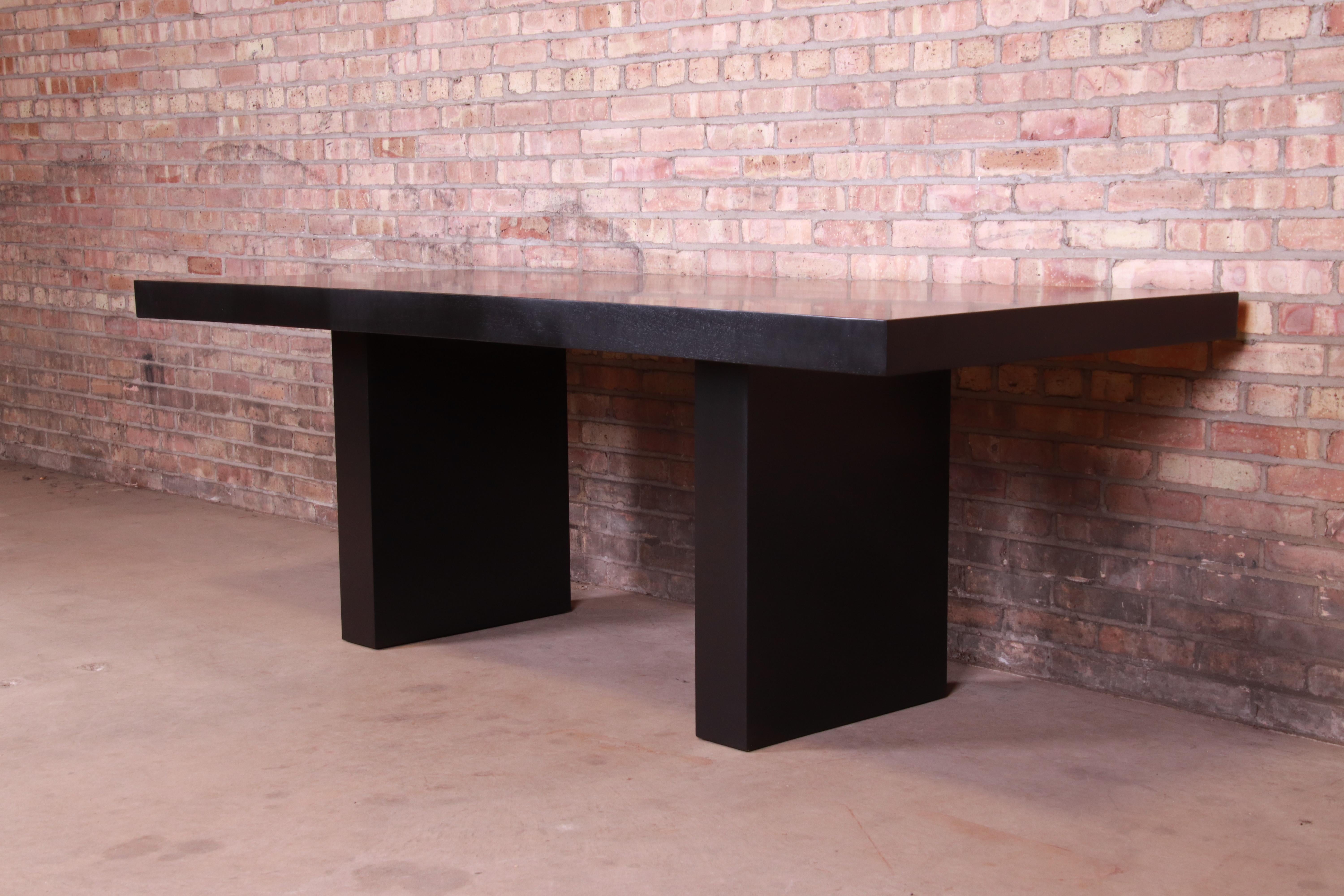 Mid-Century Modern Edward Wormley for Dunbar Black Lacquered Walnut Executive Desk, Refinished