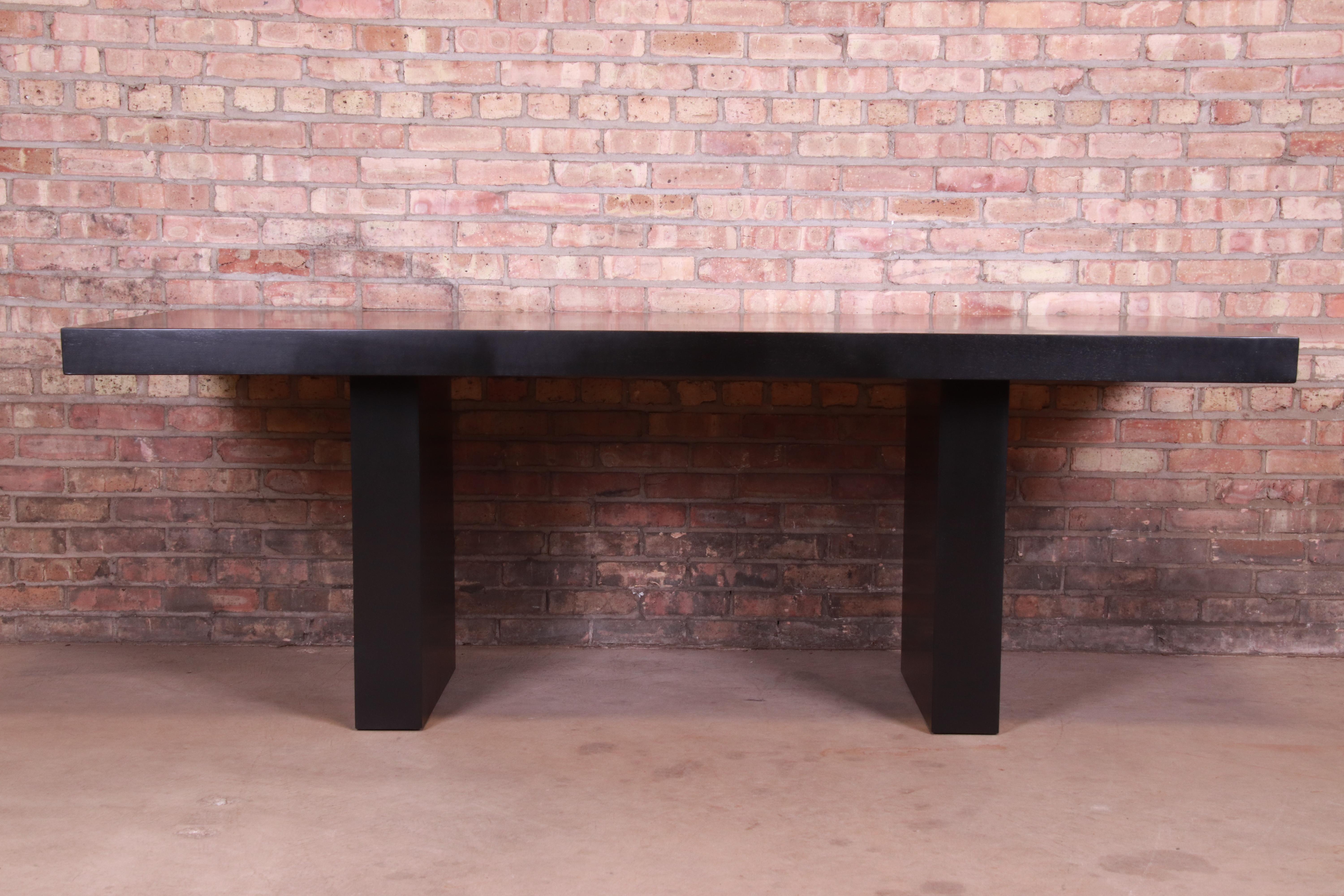 Edward Wormley for Dunbar Black Lacquered Walnut Executive Desk, Refinished In Good Condition In South Bend, IN