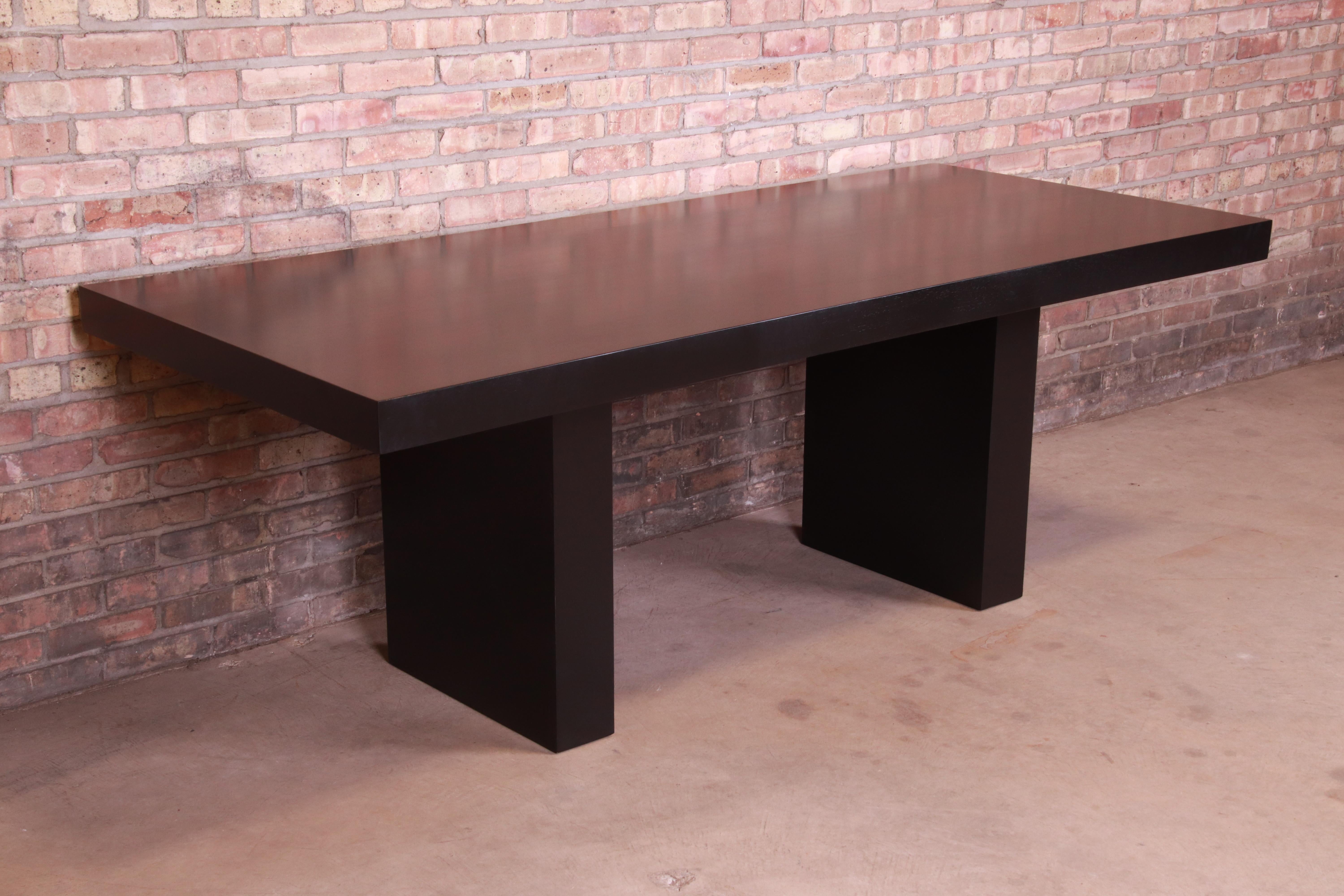 Mid-20th Century Edward Wormley for Dunbar Black Lacquered Walnut Executive Desk, Refinished