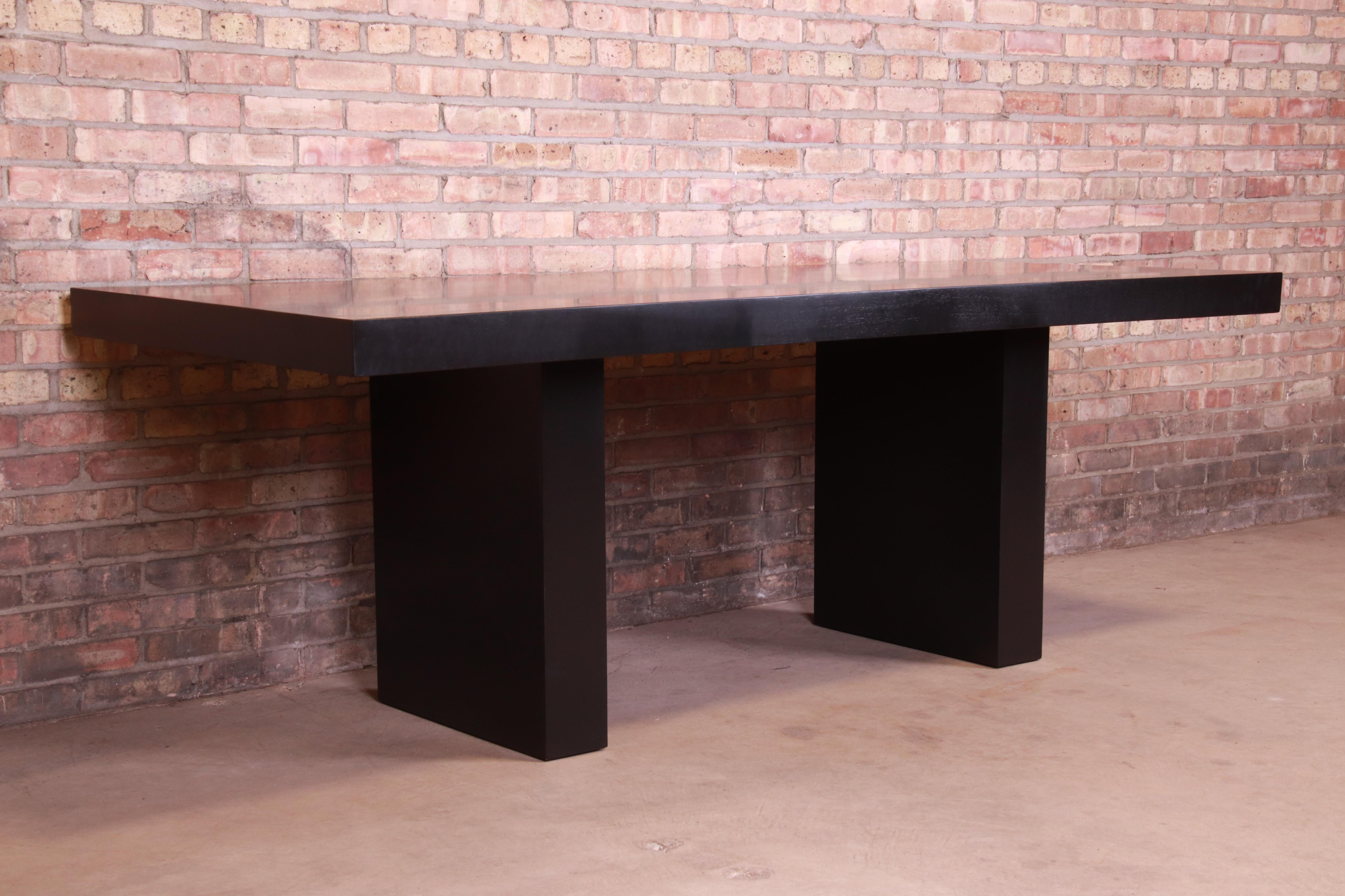 Edward Wormley for Dunbar Black Lacquered Walnut Executive Desk, Refinished 1