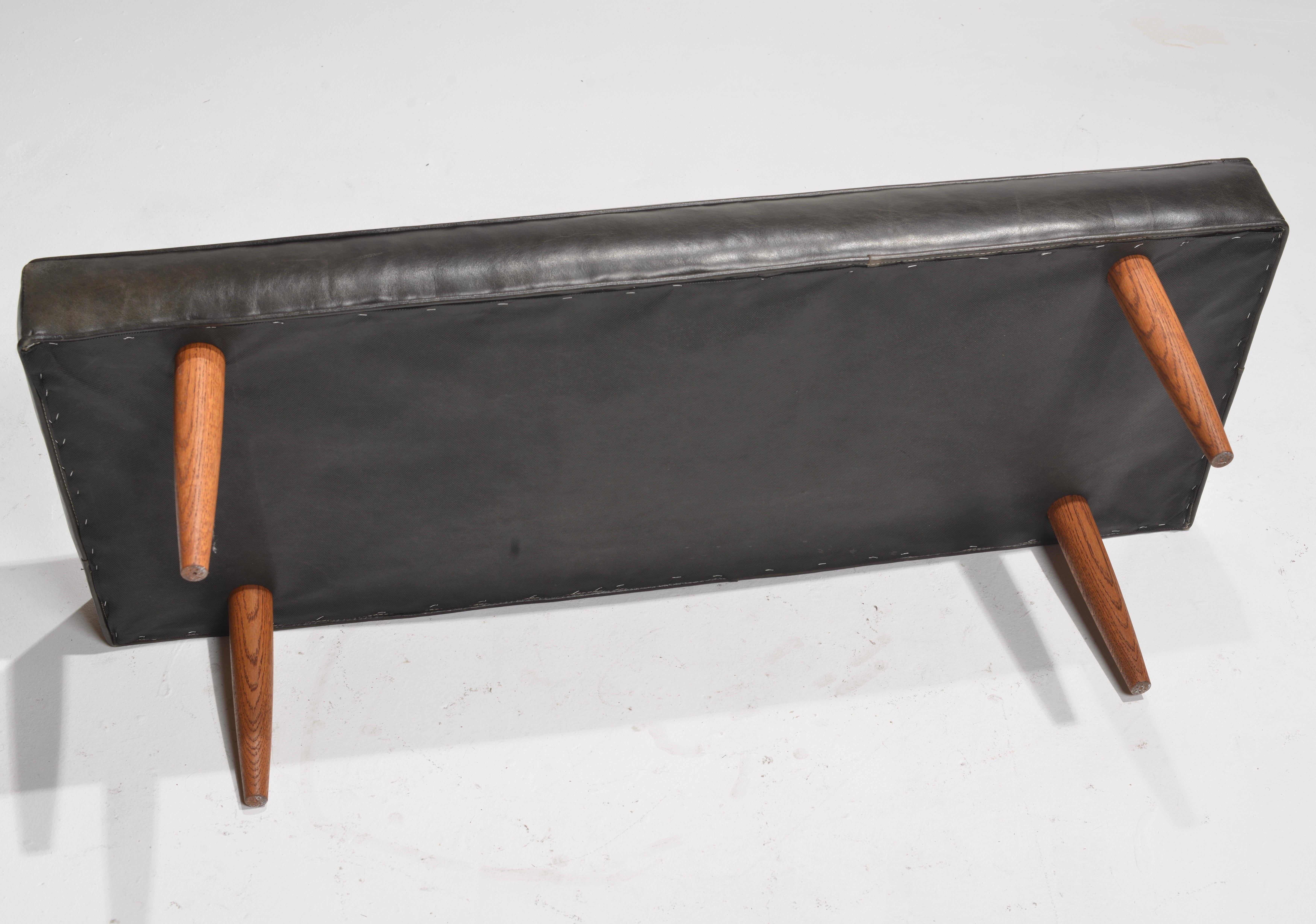 Edward Wormley for Dunbar Black Leather Bench, c1960 4
