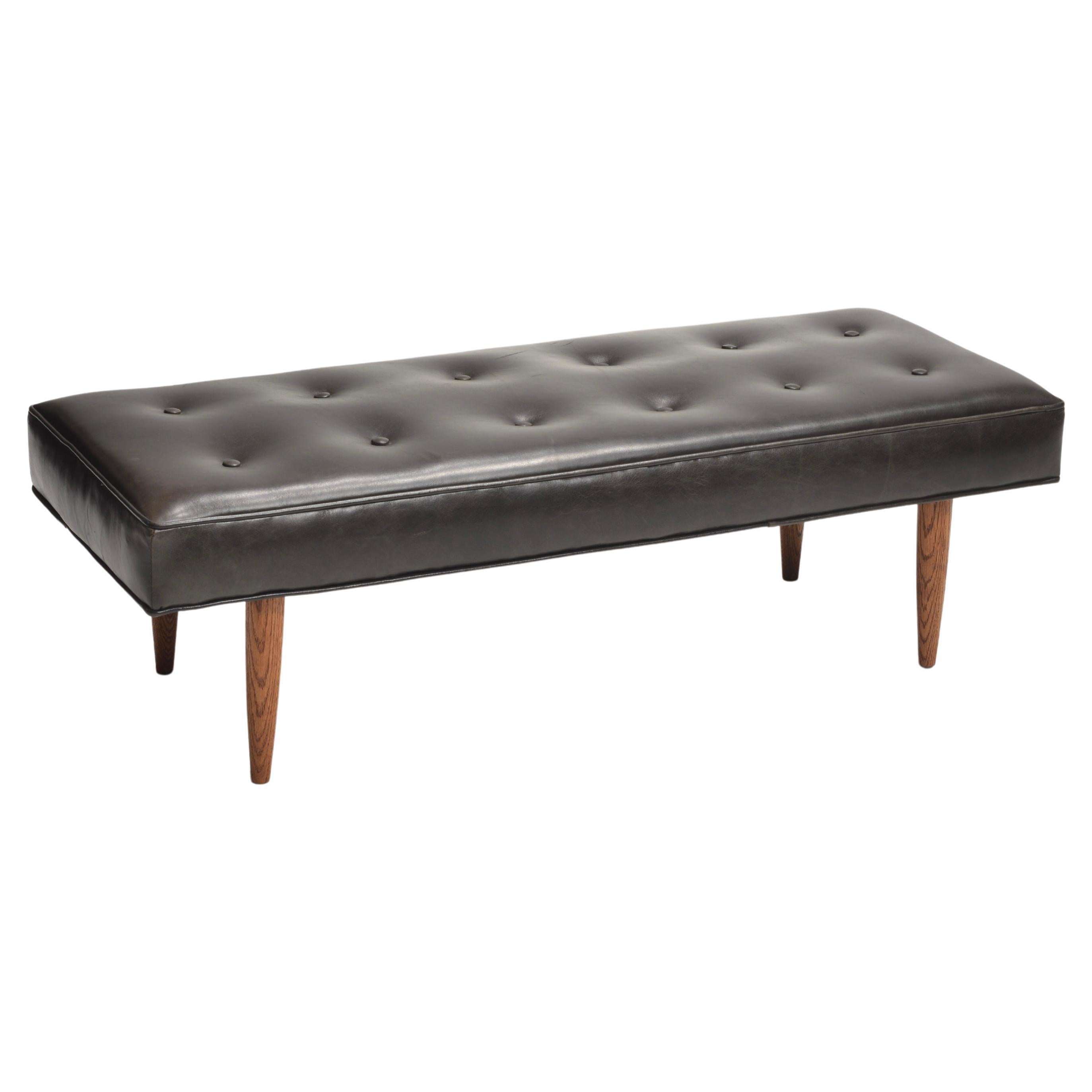 Edward Wormley for Dunbar Black Leather Bench, c1960