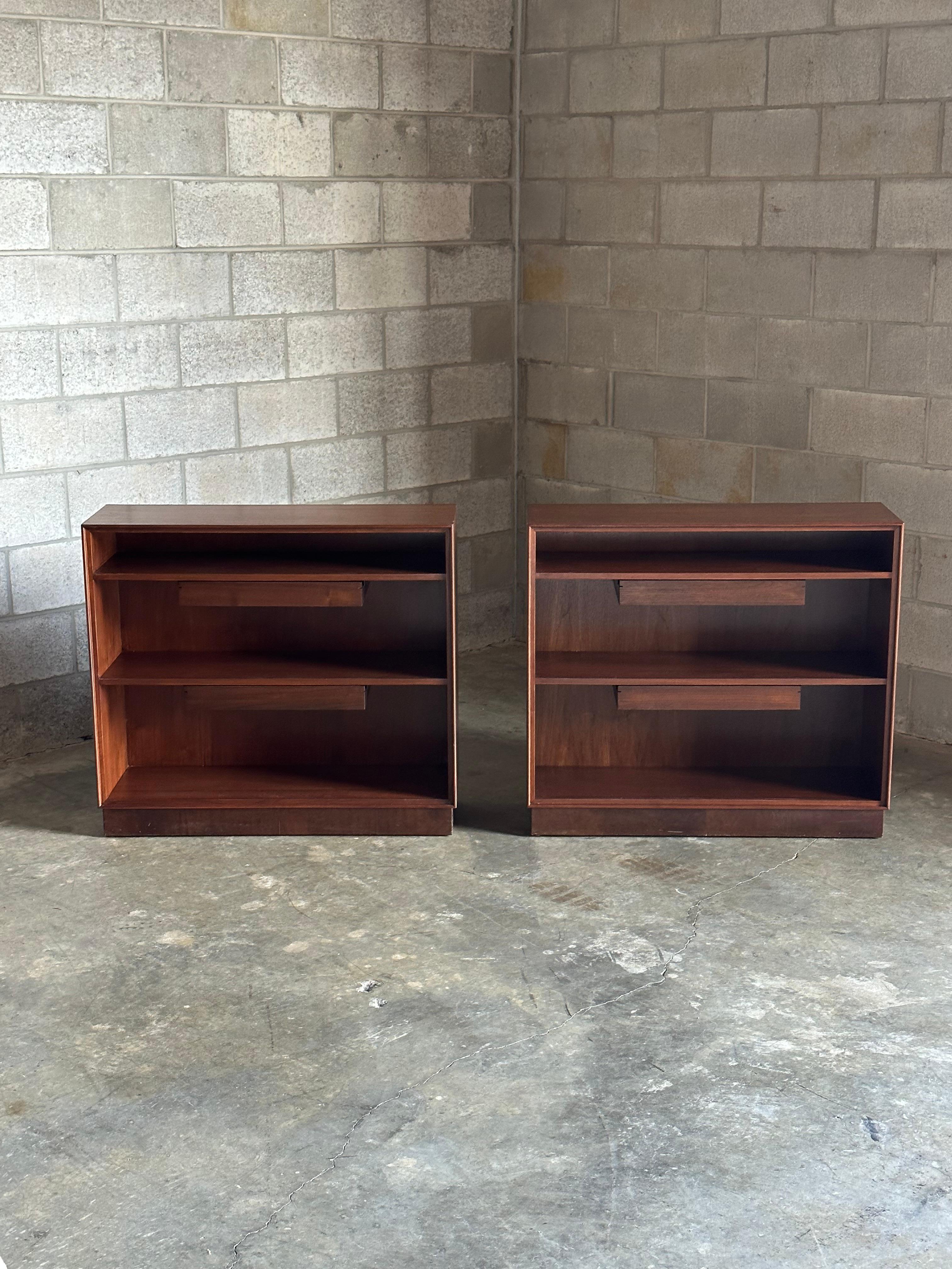 Mid-Century Modern Edward Wormley for Dunbar Bookcases With Floating Drawers- a Pair For Sale