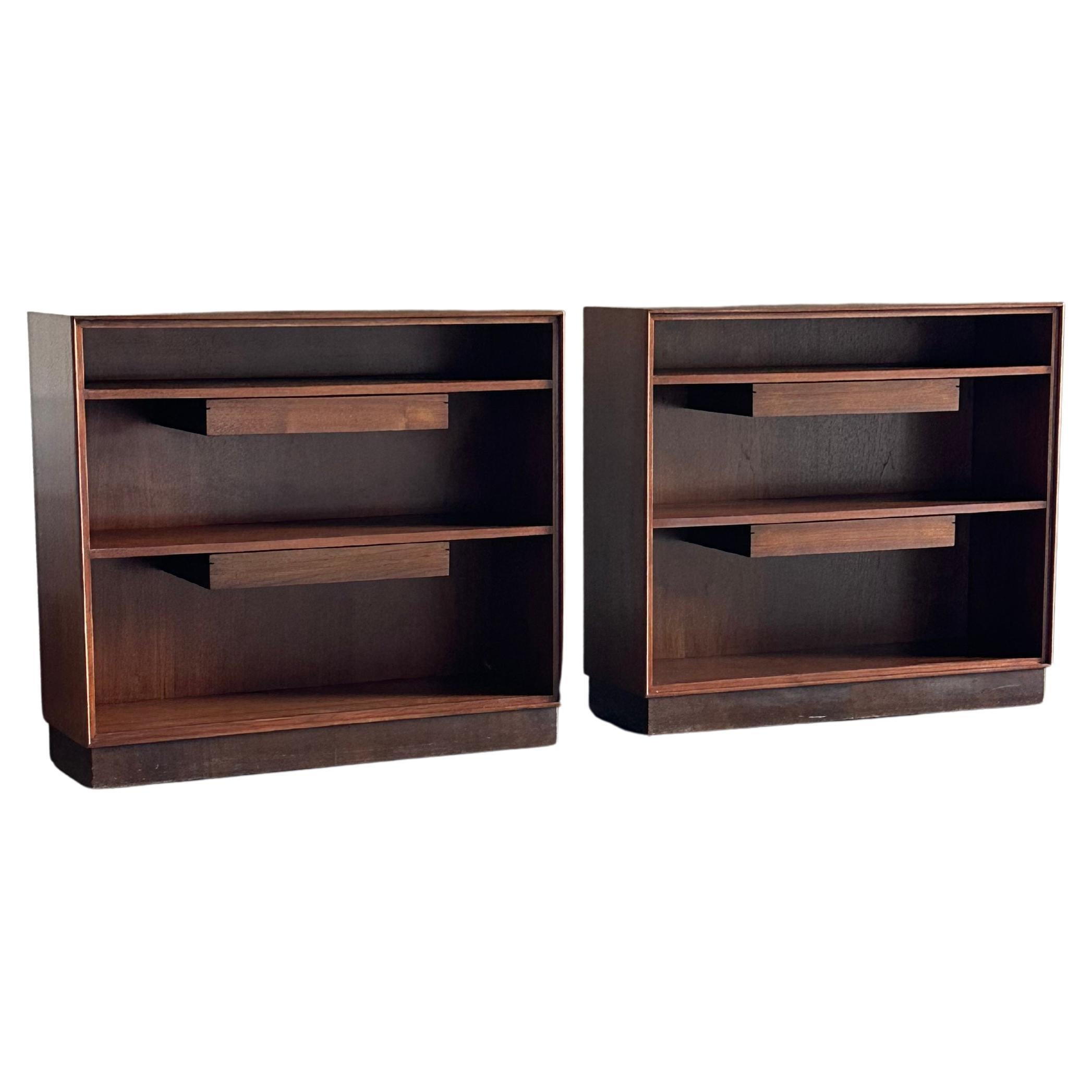 Edward Wormley for Dunbar Bookcases With Floating Drawers- a Pair