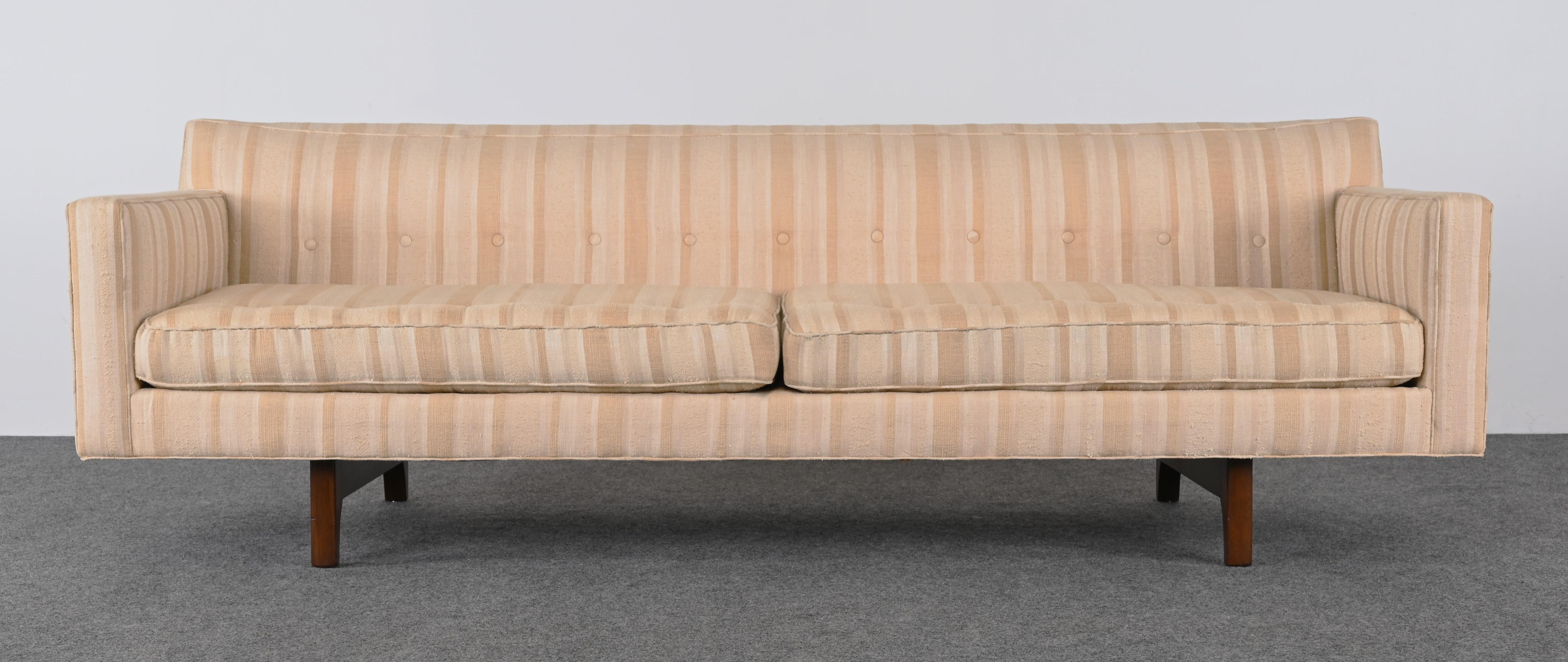 Upholstery Edward Wormley for Dunbar Bracket Back Sofa, 1950s For Sale