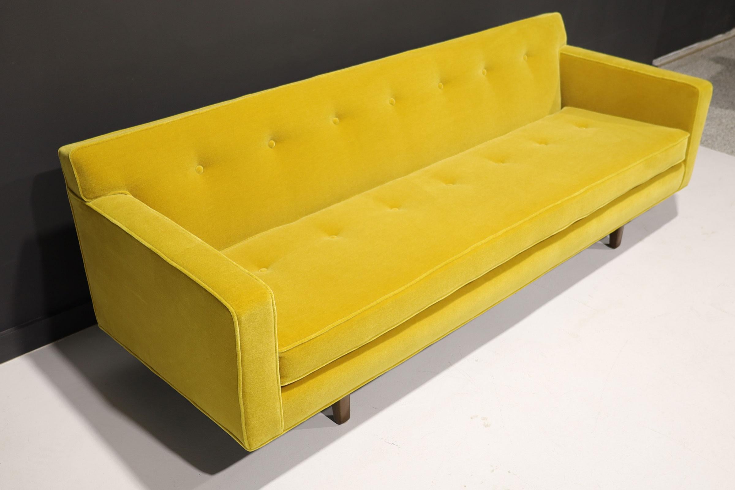 Edward Wormley for Dunbar Bracket Back Sofa in Dijon Colored Mohair In Excellent Condition For Sale In Dallas, TX