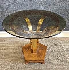 Edward Wormley for Dunbar Brass, Ash Wood and Glass Tulip Side Table