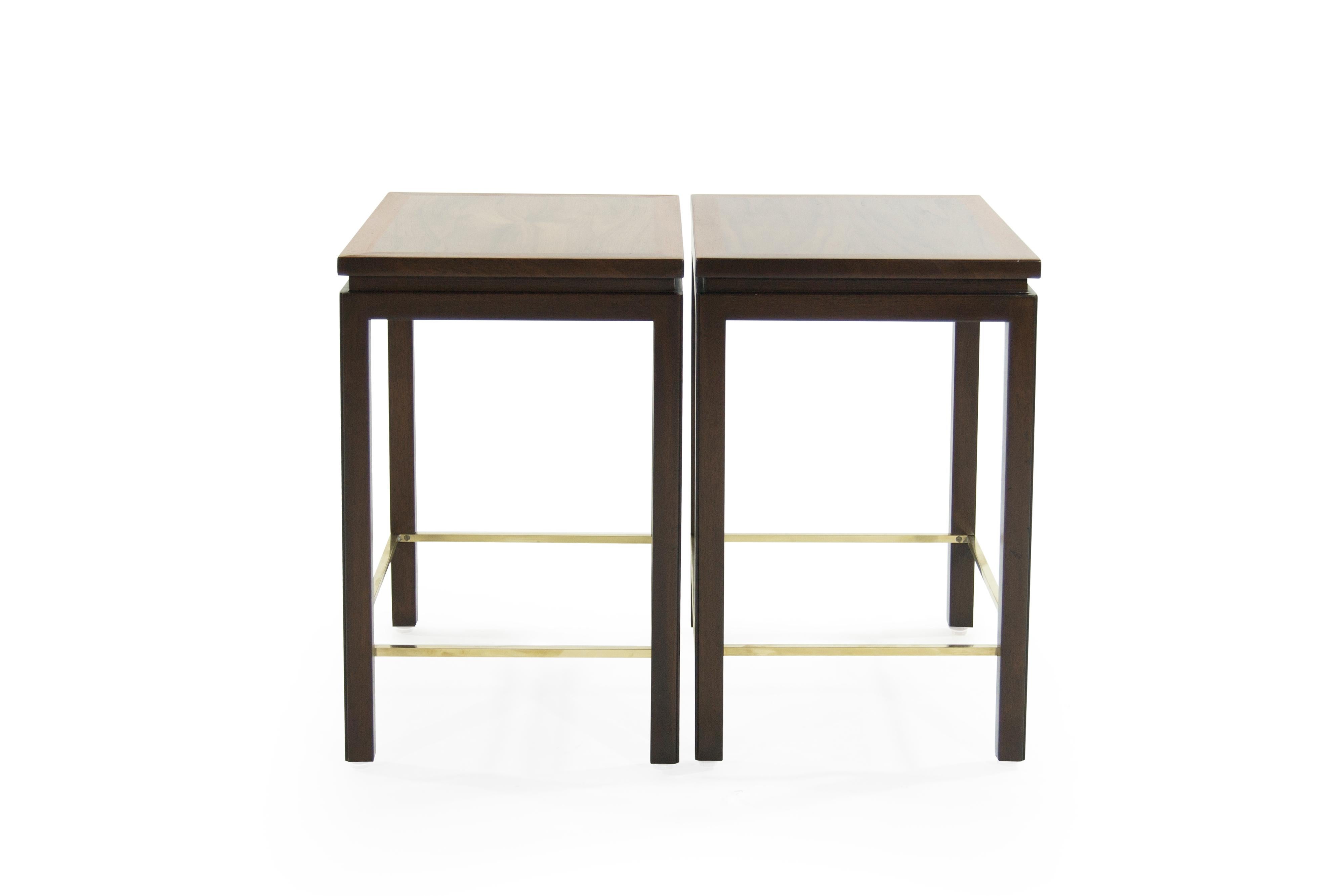 American Edward Wormley for Dunbar Brass Stretcher Side Tables, 1950s