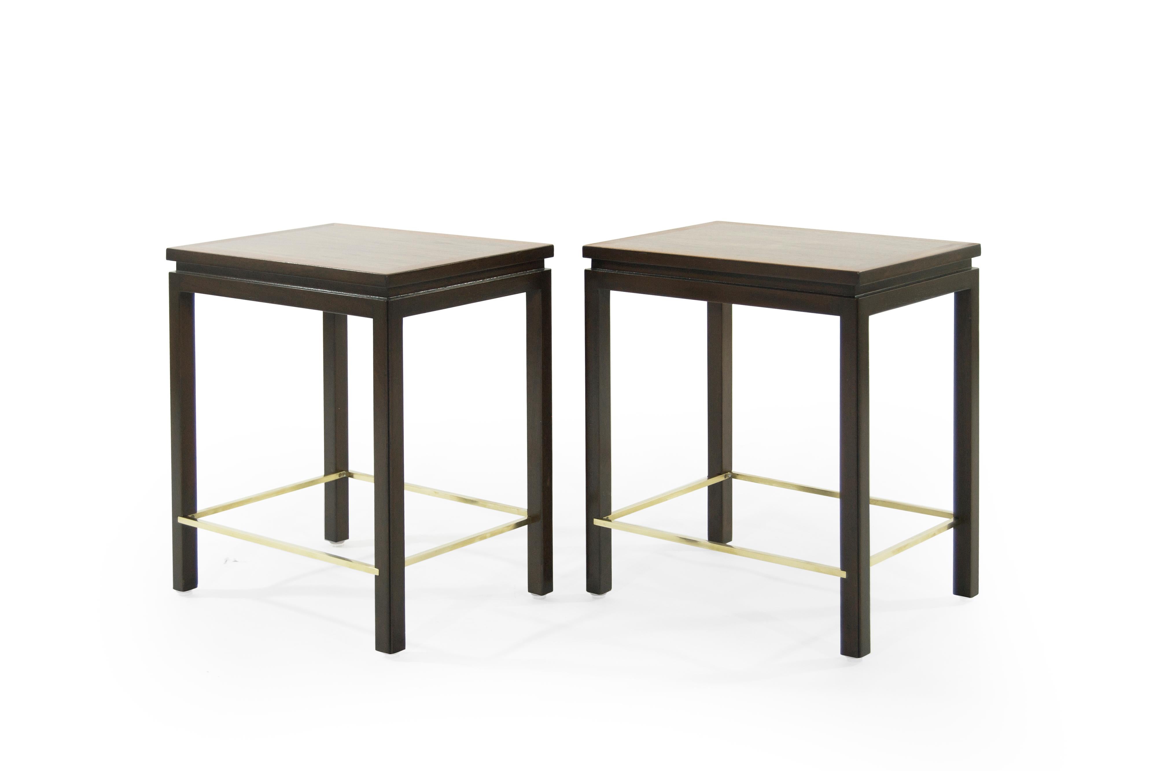 Edward Wormley for Dunbar Brass Stretcher Side Tables, 1950s In Excellent Condition In Westport, CT