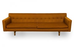 Edward Wormley for Dunbar Brown Tufted Floating Three-Seat Sofa