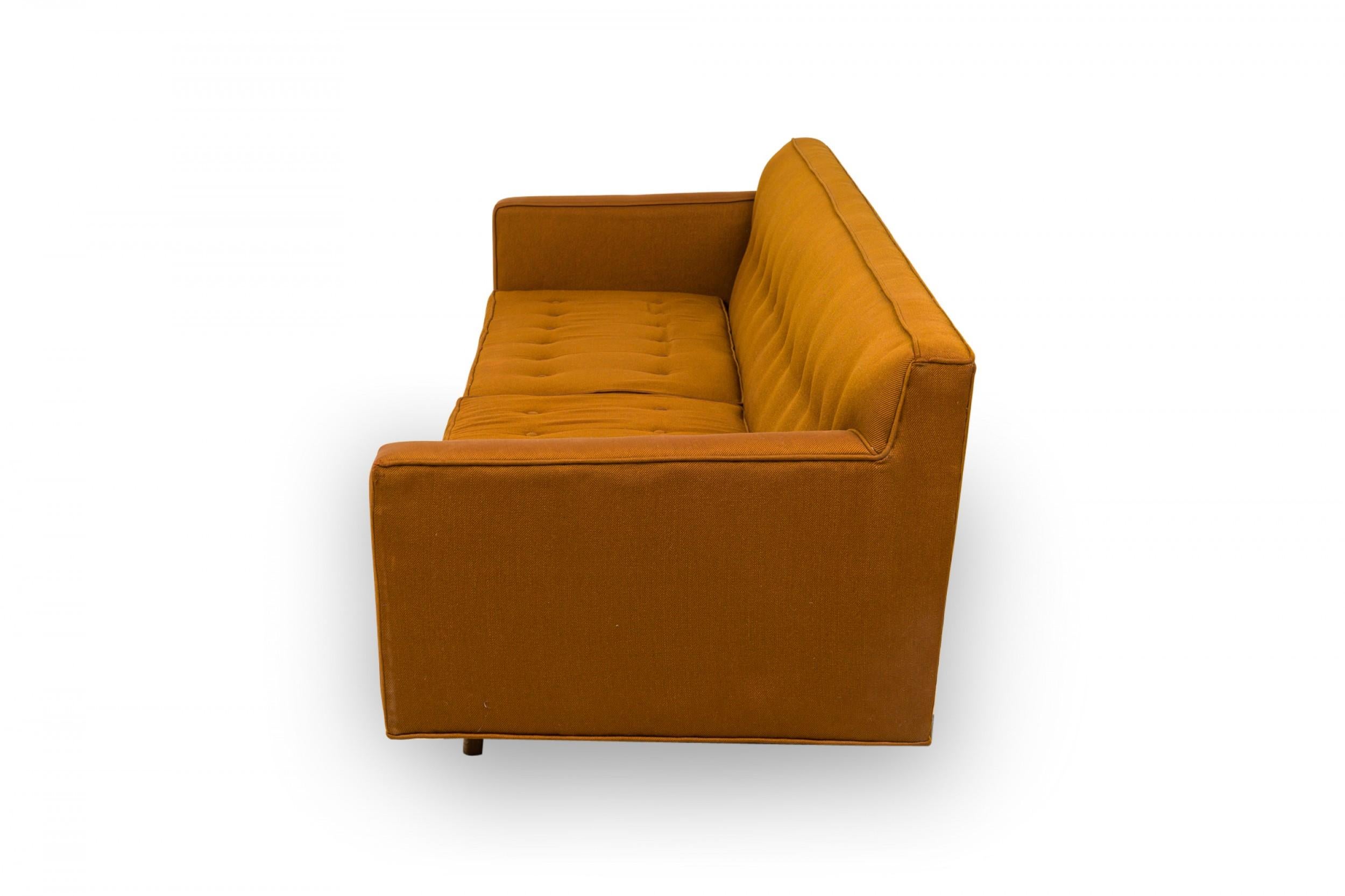 Mid-Century Modern Edward Wormley for Dunbar Brown Tufted Floating Three-Seat Sofa For Sale