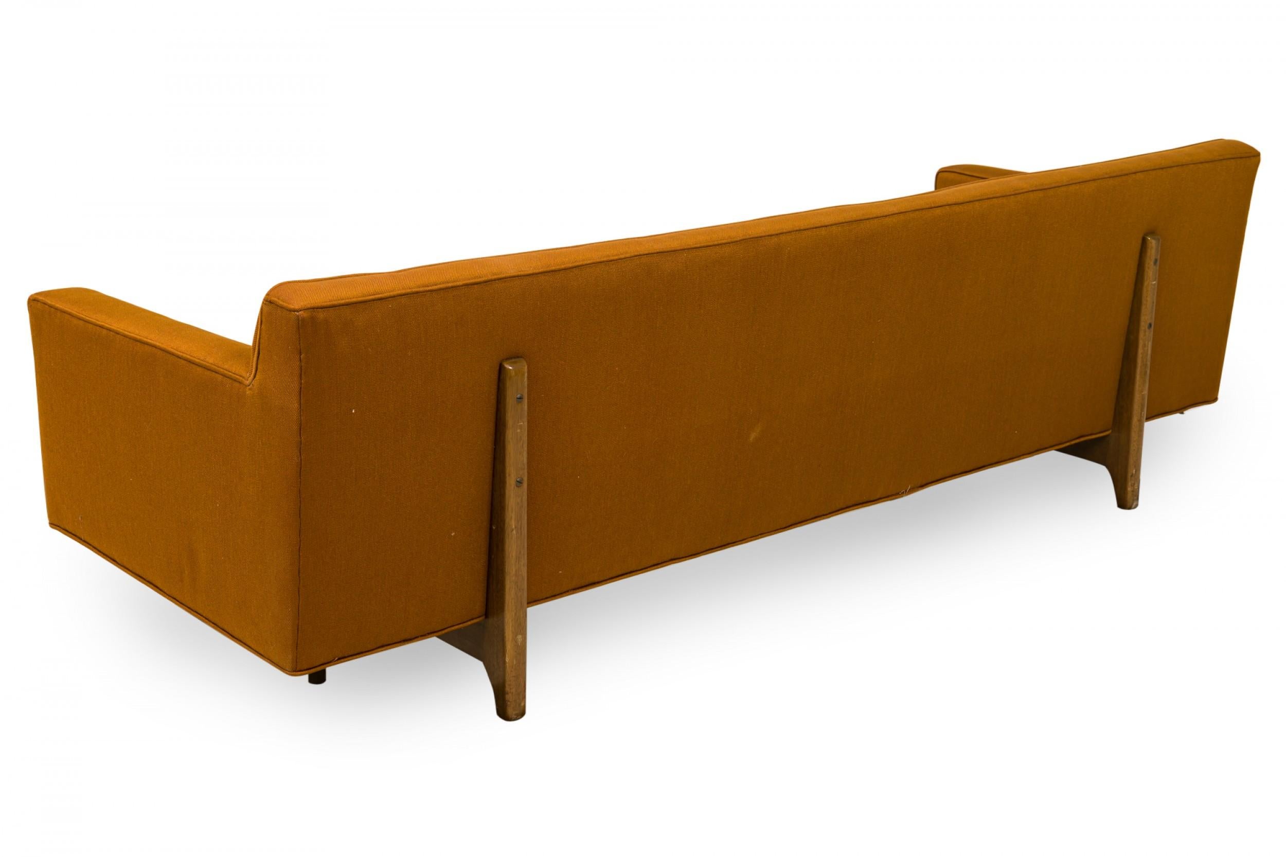 American Edward Wormley for Dunbar Brown Tufted Floating Three-Seat Sofa For Sale