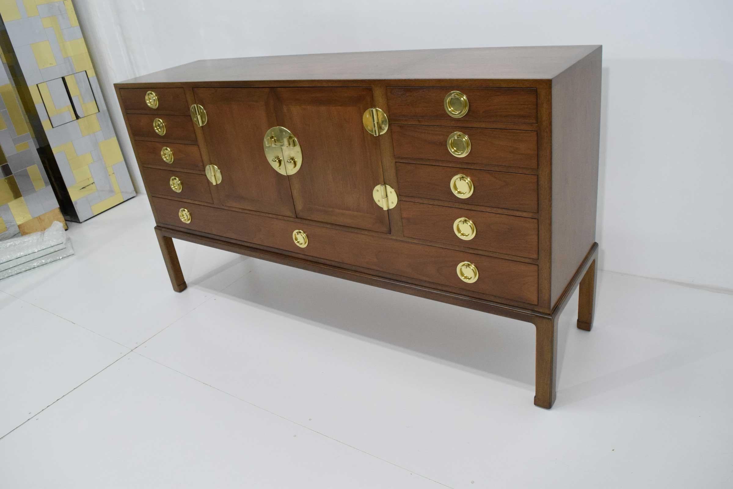 Mid-Century Modern Edward Wormley for Dunbar Cabinet with Brass Hardware, 1950s For Sale