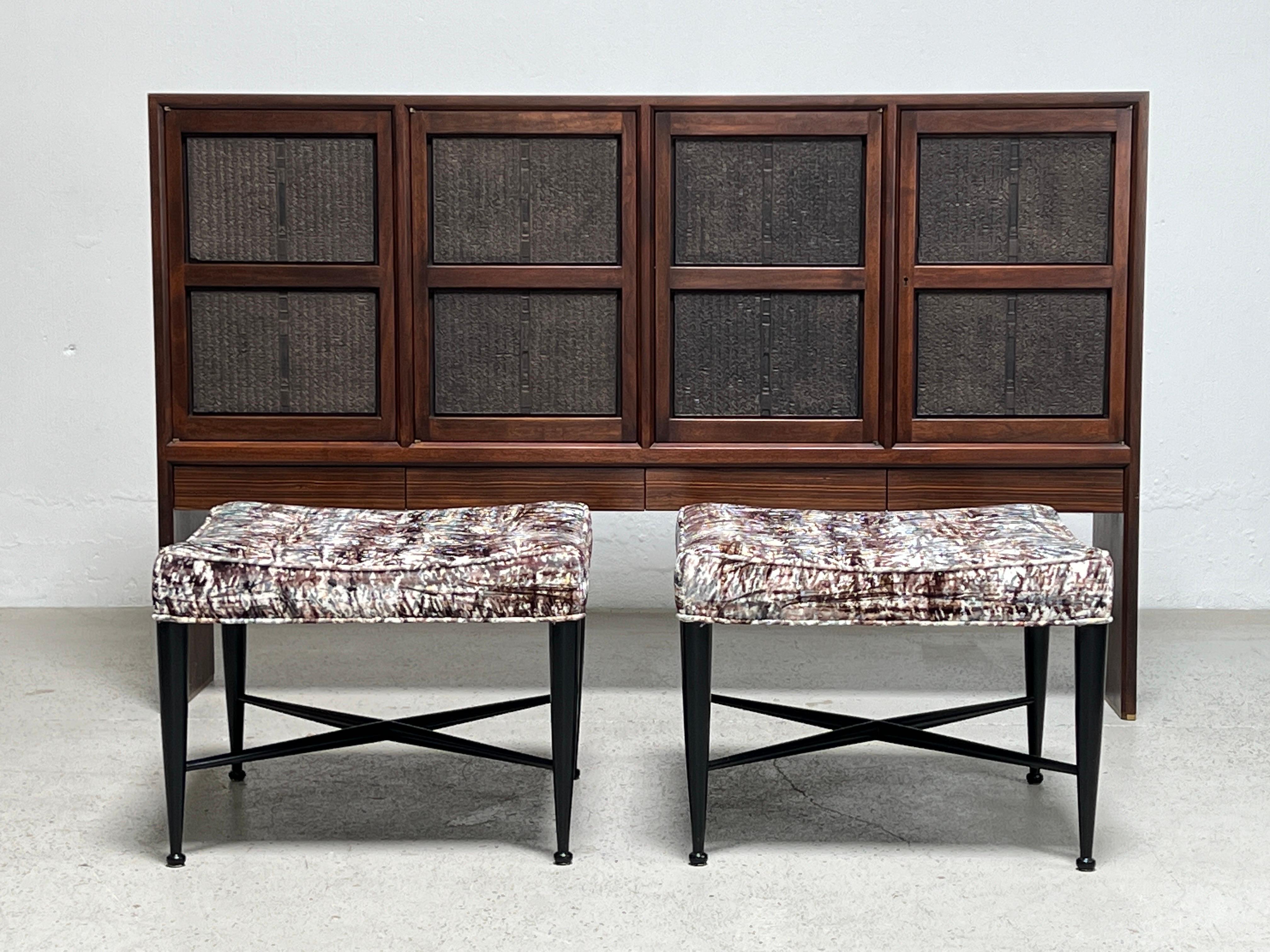 Edward Wormley for Dunbar Cabinet with Chinese Printing Blocks For Sale 10