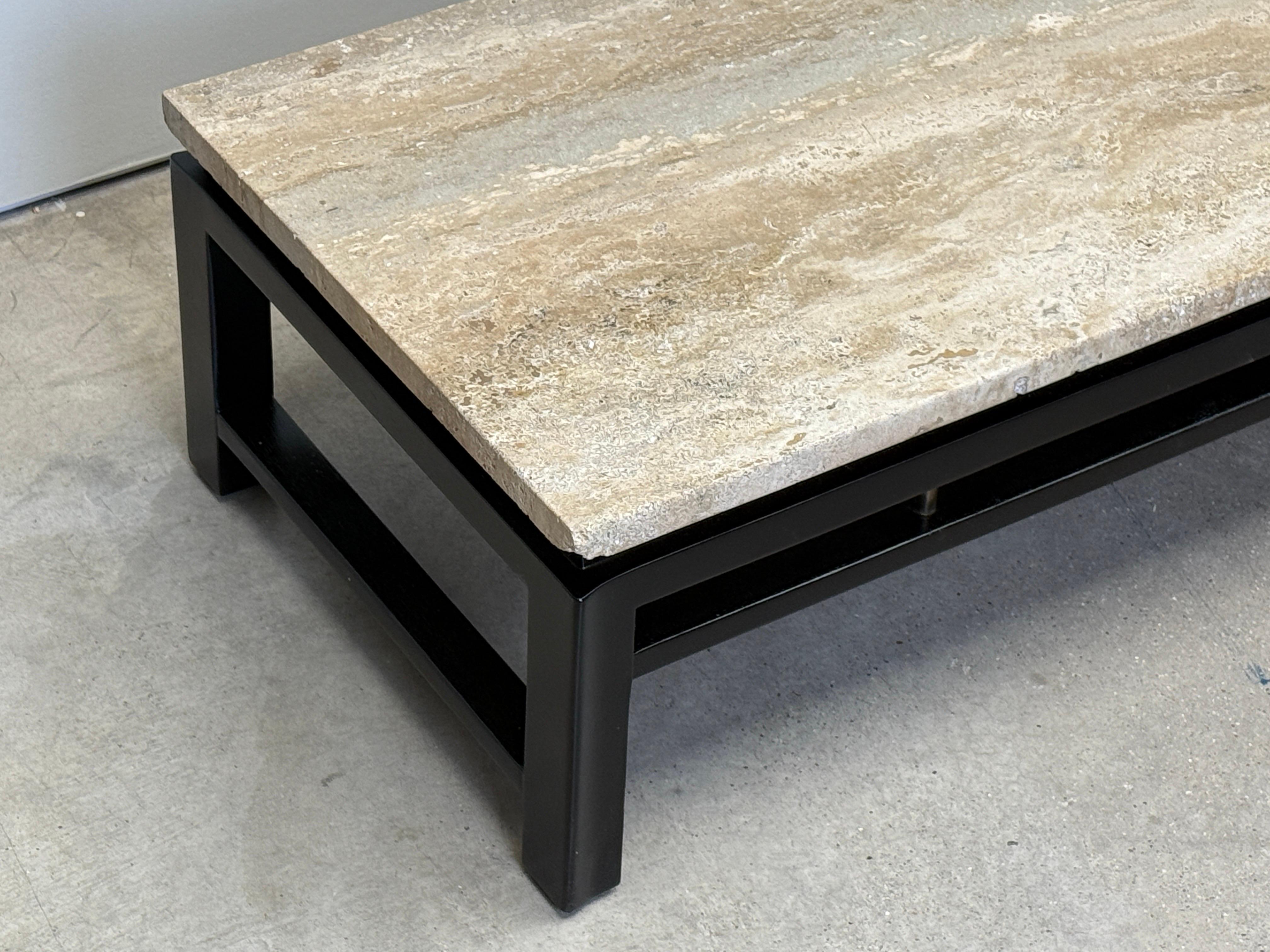 Armario Edward Wormley para Dunbar con mesa de travertino en venta 11