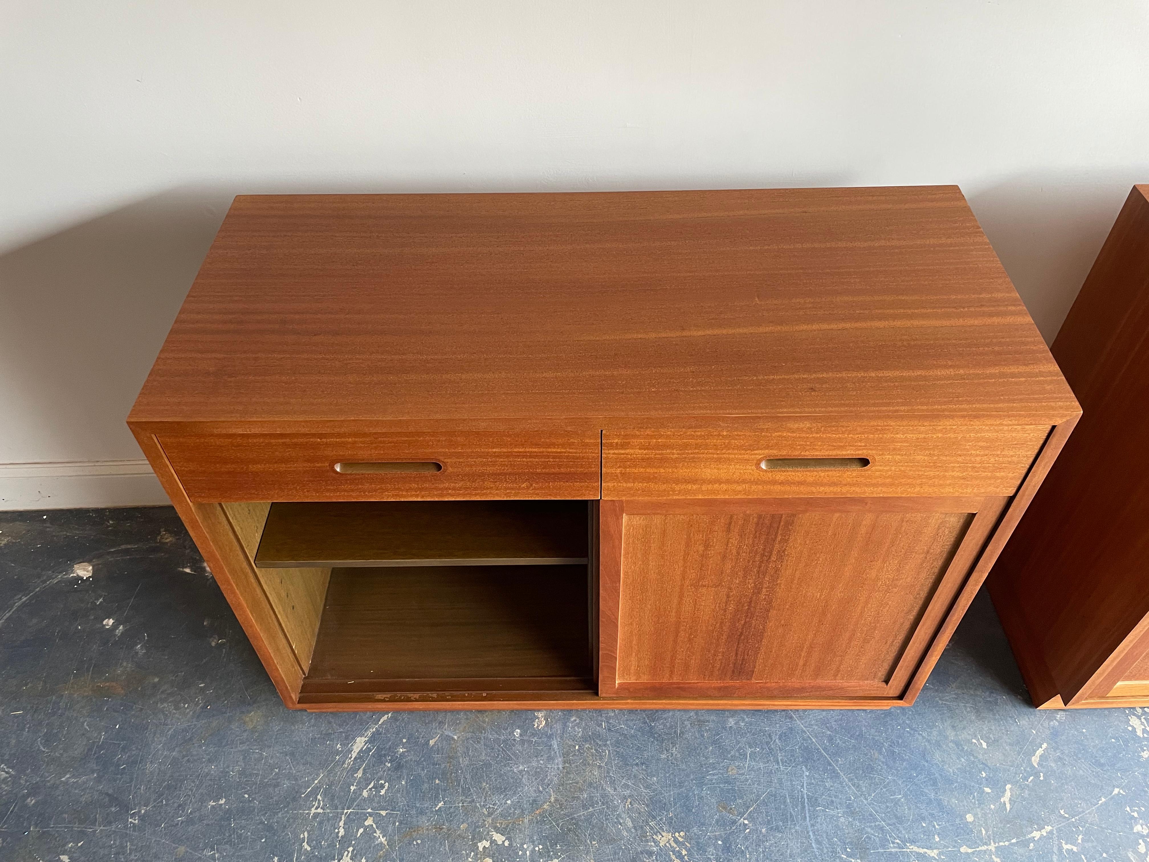 Mahogany Edward Wormley for Dunbar Cabinets/Credenzas, a Pair