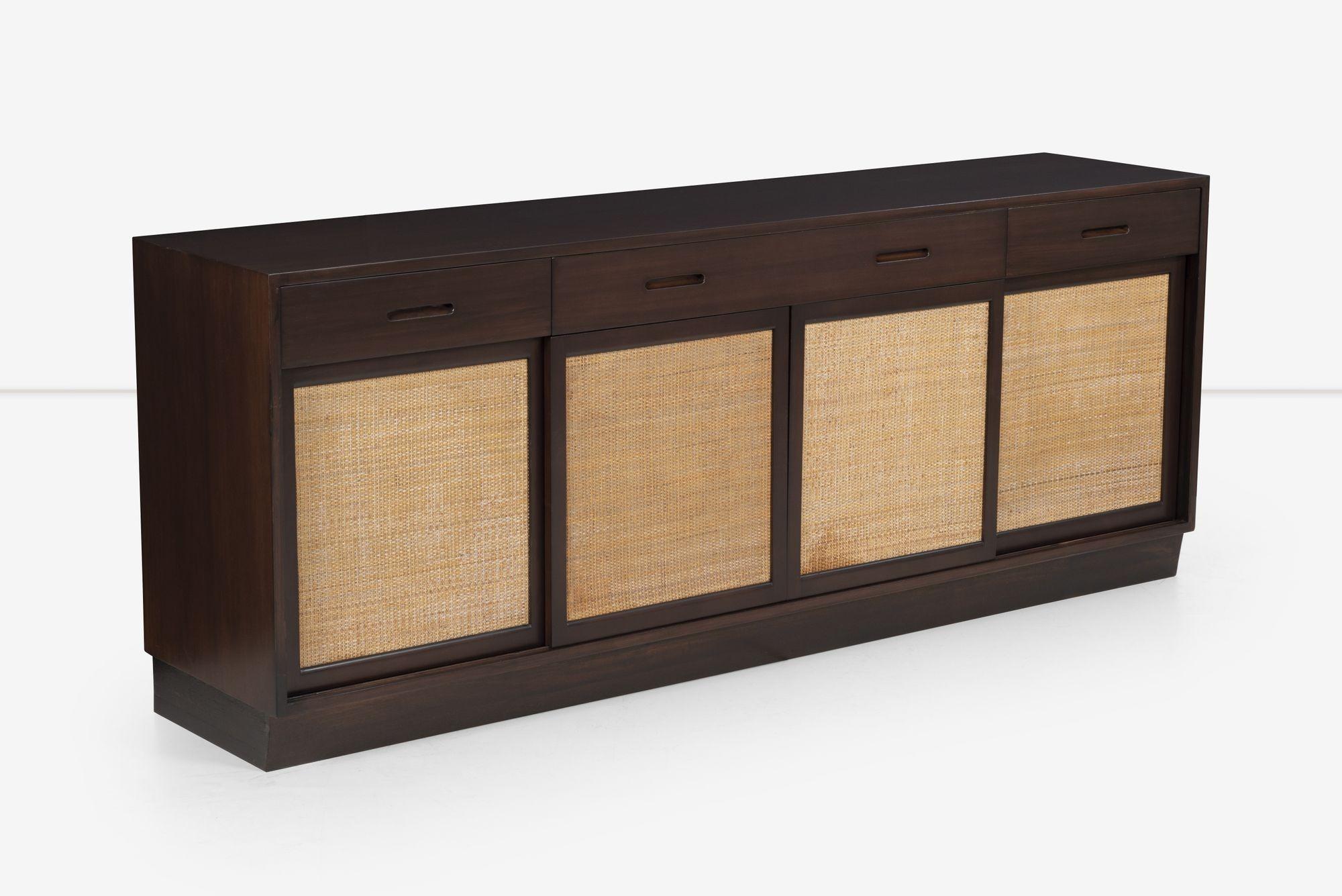 Edward Wormley for Dunbar Cain Front Mahogany Sideboard on a Plinth Base In Good Condition For Sale In Chicago, IL
