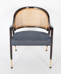 Edward Wormley for Dunbar Cane Back and Brass Armchair