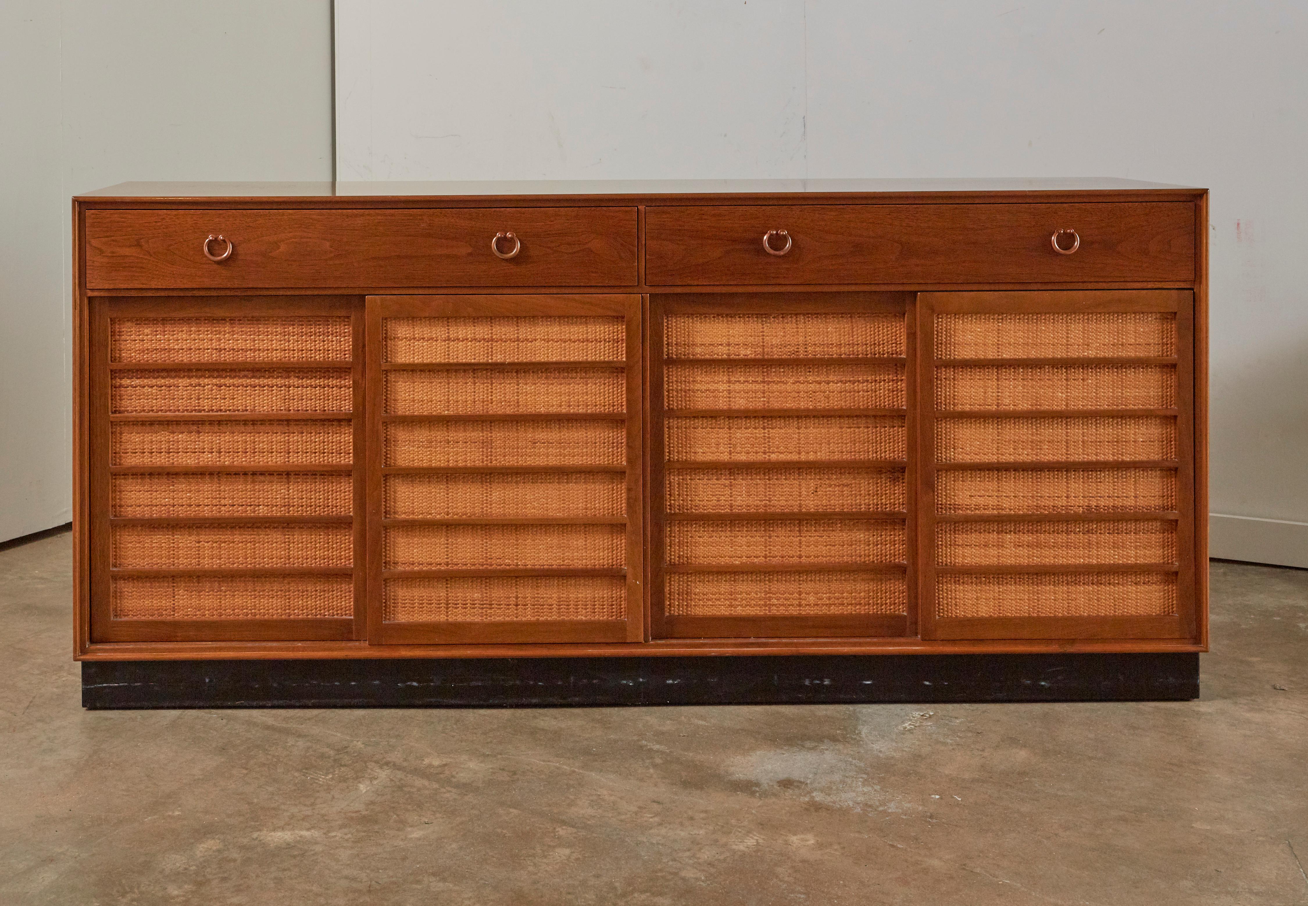 Edward Wormley for Dunbar Cane Front Credenza In Good Condition In Greensboro, NC