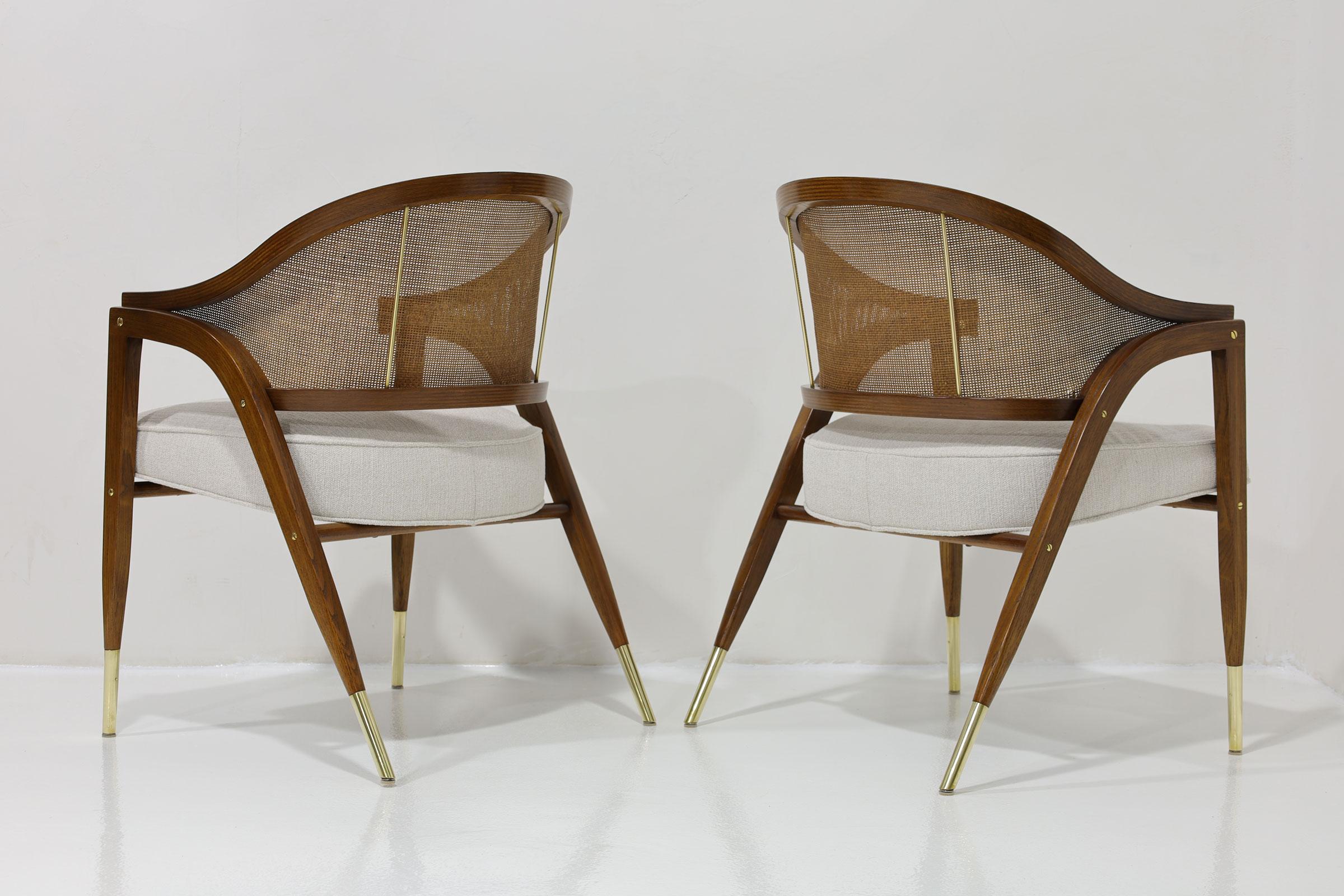 Mid-Century Modern Edward Wormley for Dunbar Captain Chairs In Holly Hunt Great Plains For Sale
