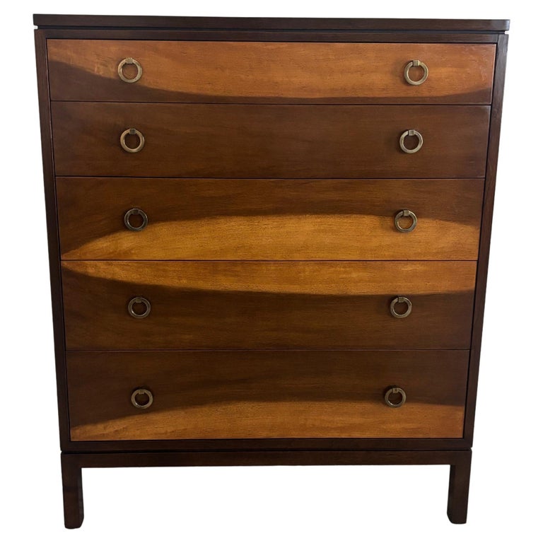 Edward Wormley for Dunbar Chest of Drawers/Tall Dresser with Brass Pulls  For Sale at 1stDibs