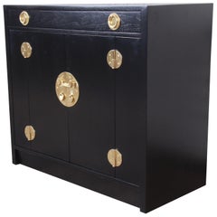 Edward Wormley for Dunbar Chinoiserie Ebonized Sideboard or Bar, Newly Restored