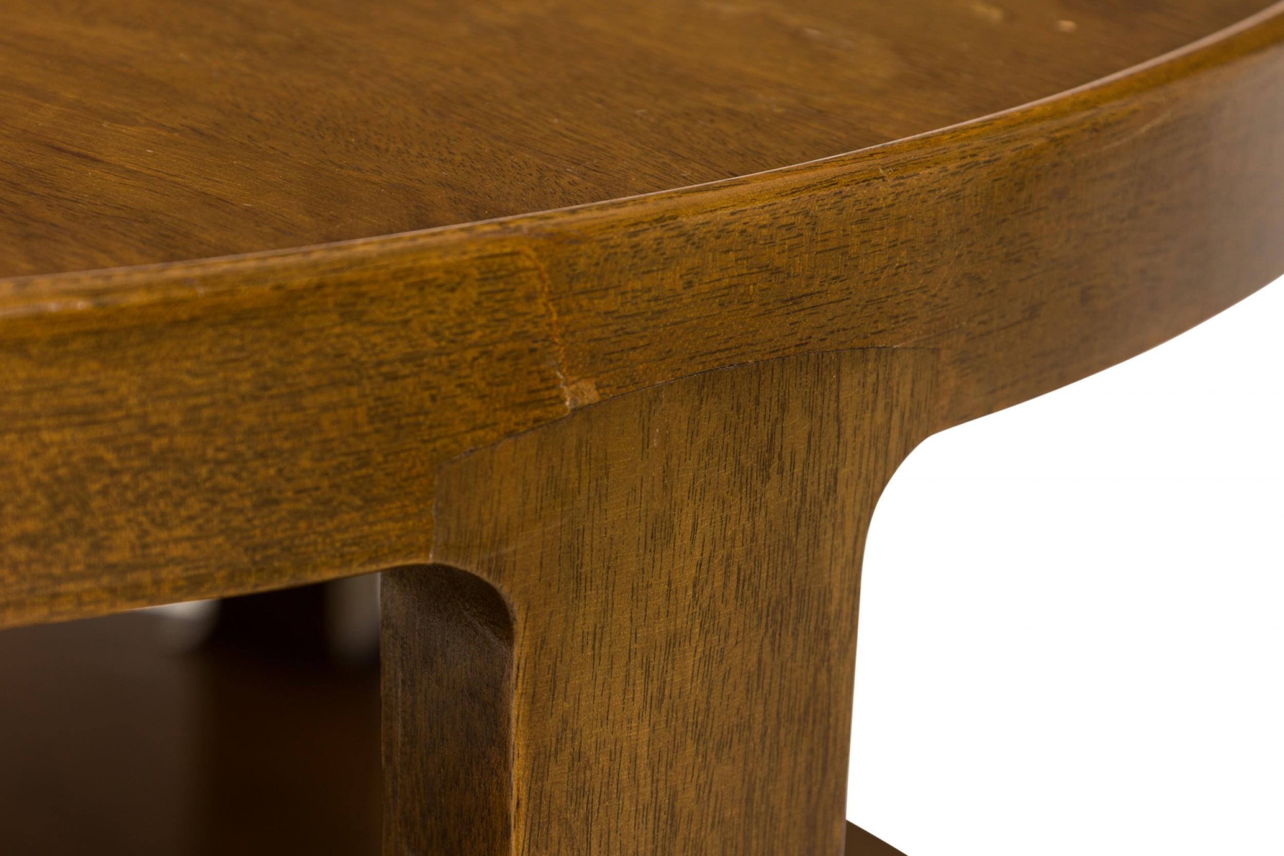 20th Century Edward Wormley for Dunbar Circular Wooden Stretcher Shelf End / Side Table For Sale