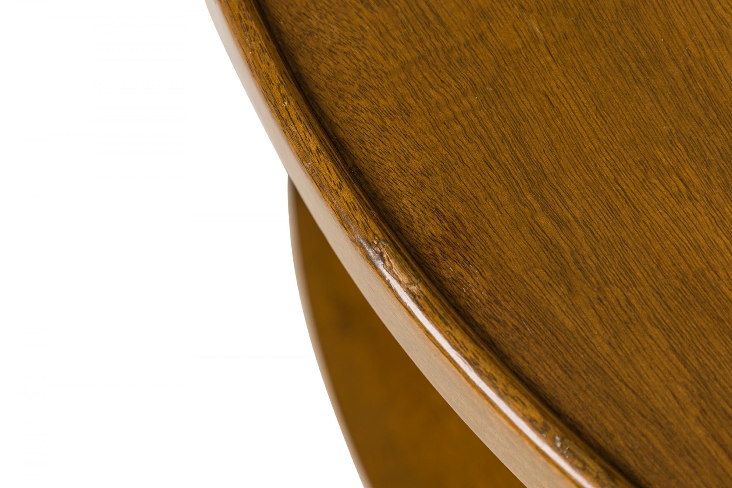 Edward Wormley for Dunbar Circular Wooden Stretcher Shelf End / Side Table For Sale 1