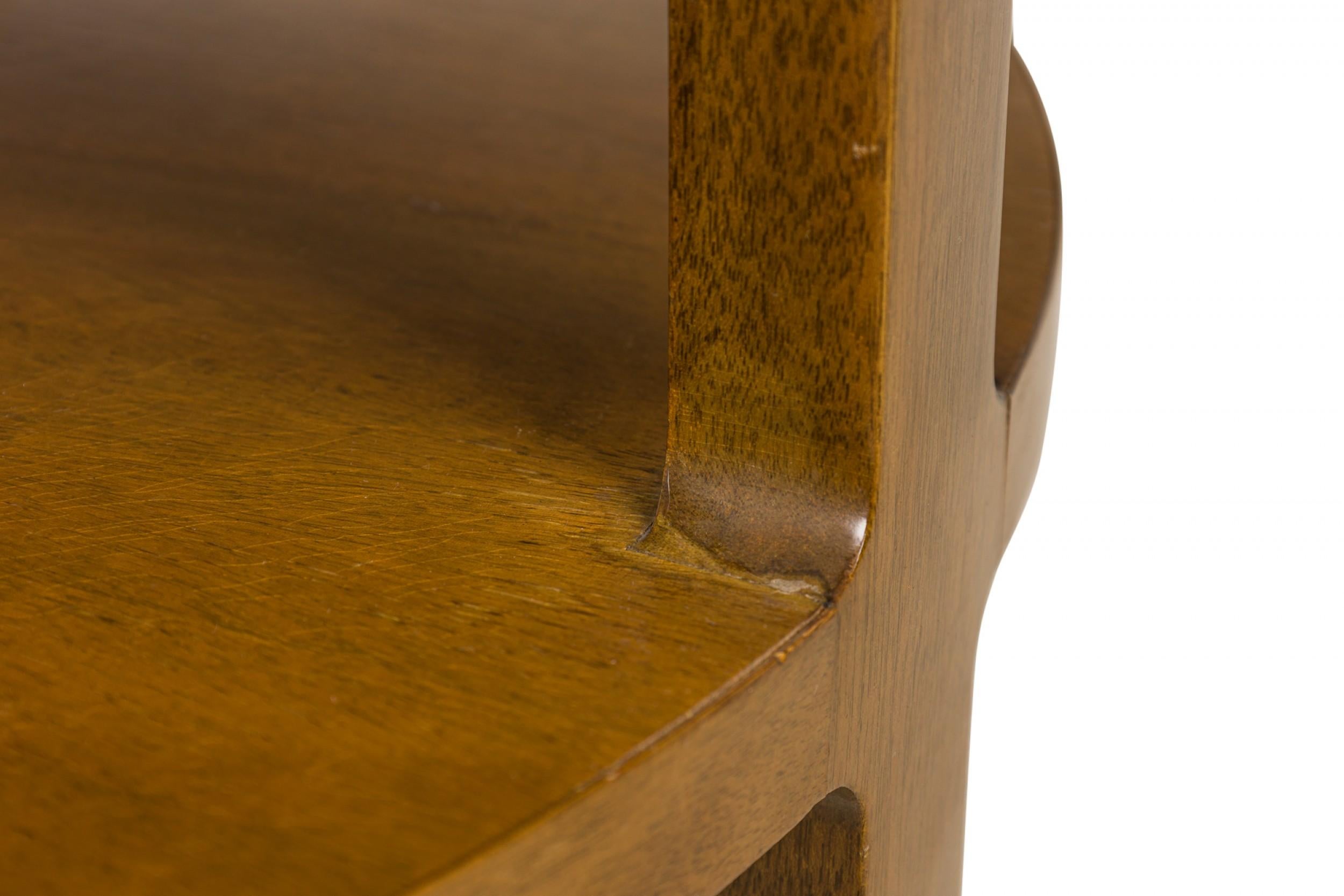 Edward Wormley for Dunbar Circular Wooden Stretcher Shelf End / Side Table For Sale 3