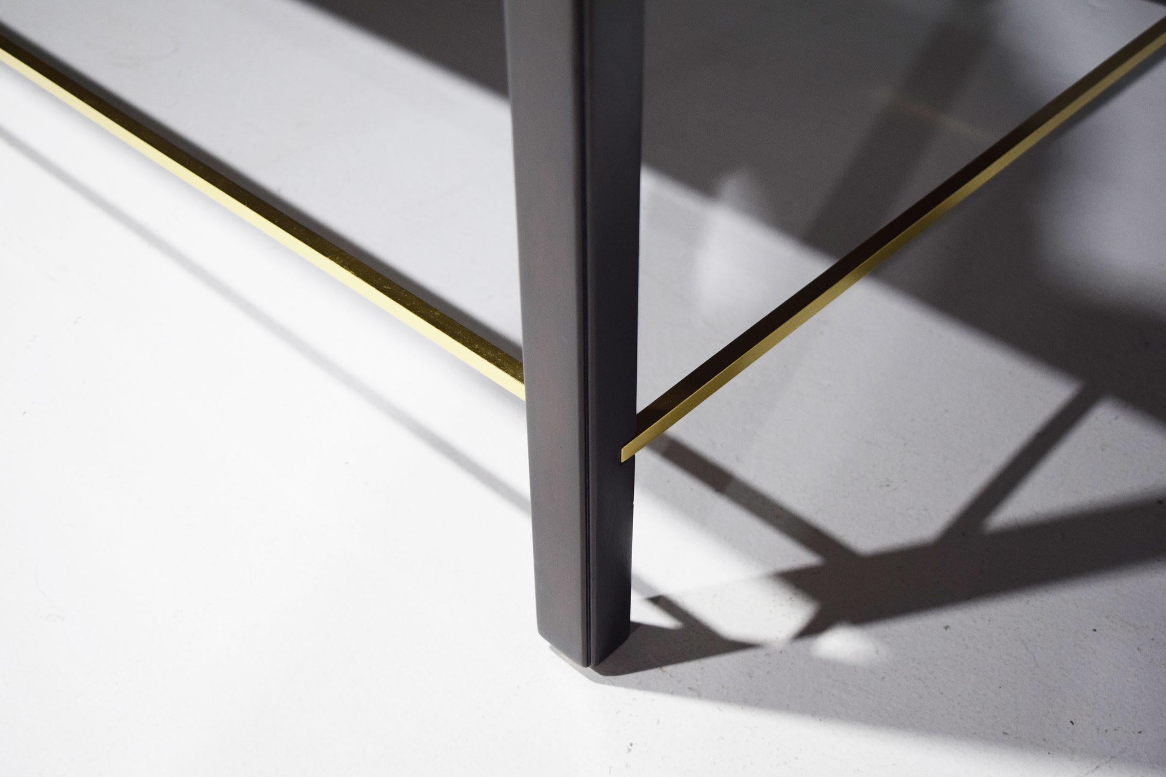 American Edward Wormley for Dunbar Cocktail Table with Brass Stretcher, 1950s