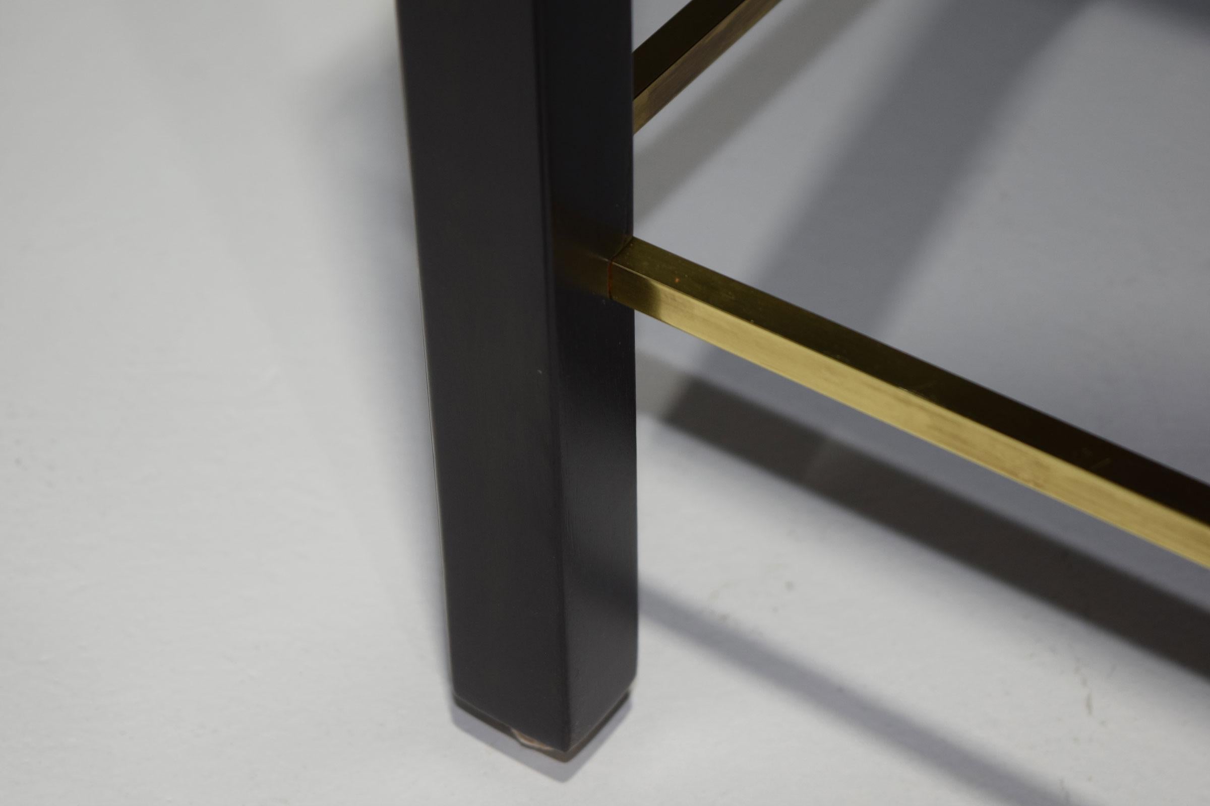American Edward Wormley for Dunbar Cocktail Table with Brass Stretcher, 1950s For Sale