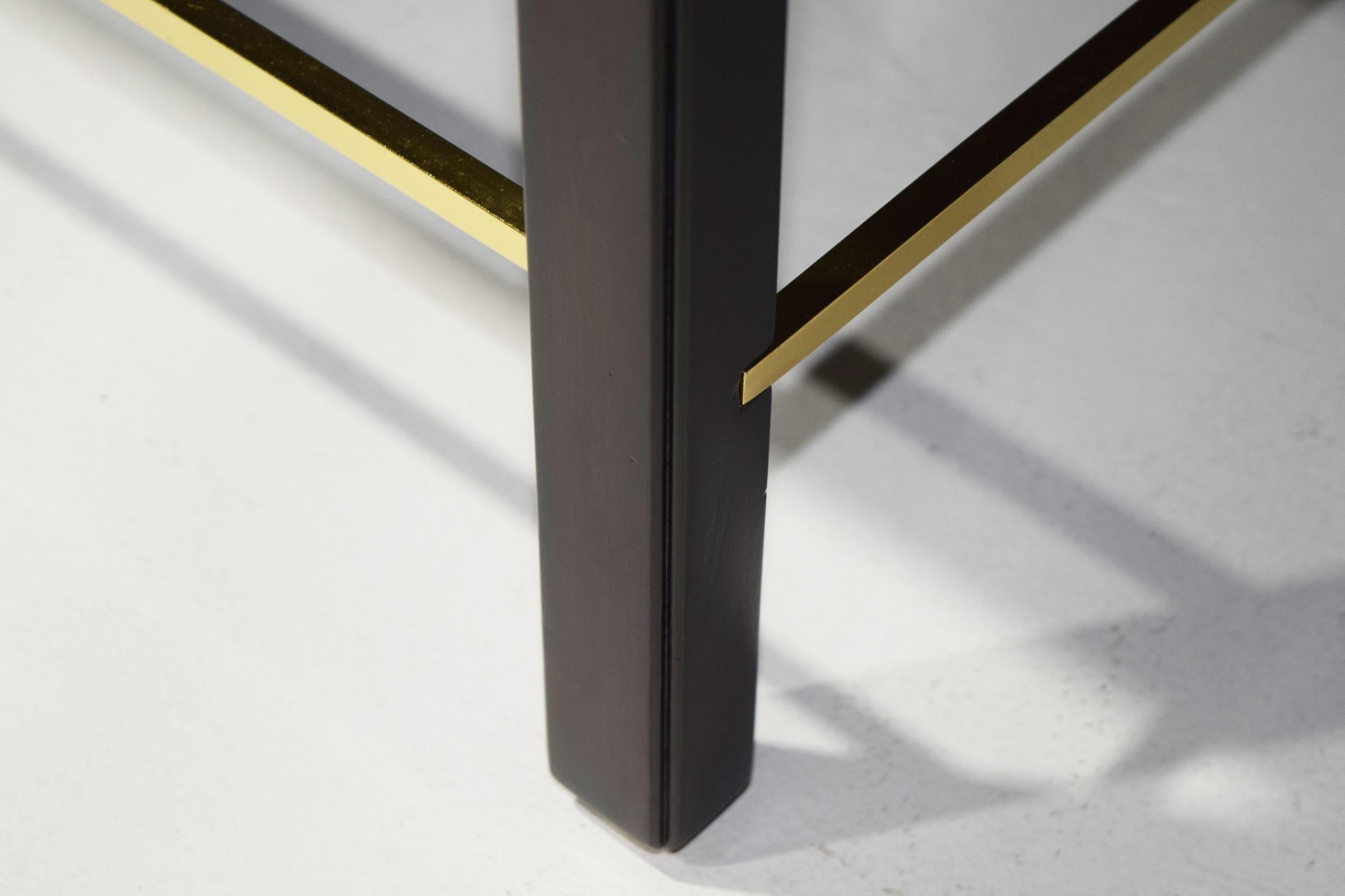 20th Century Edward Wormley for Dunbar Cocktail Table with Brass Stretcher, 1950s For Sale
