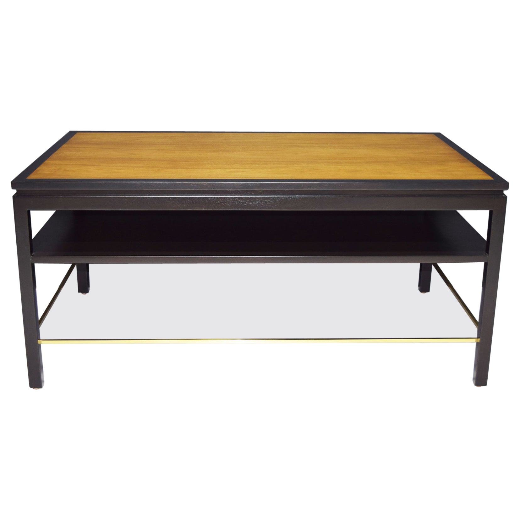 Edward Wormley for Dunbar Cocktail Table with Brass Stretcher, 1950s