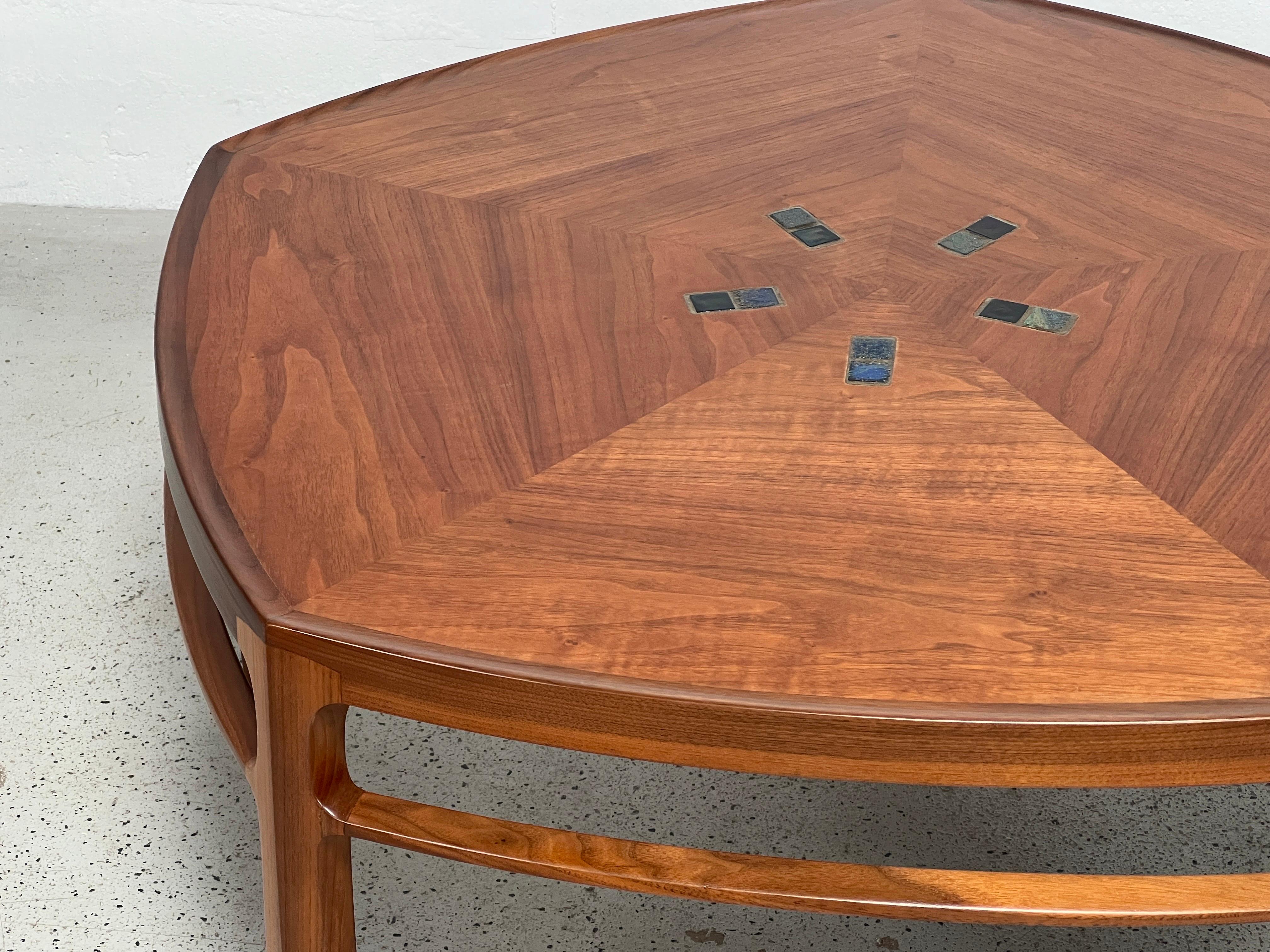 Edward Wormley for Dunbar Coffee Table with Tiffany Glass Tiles 11