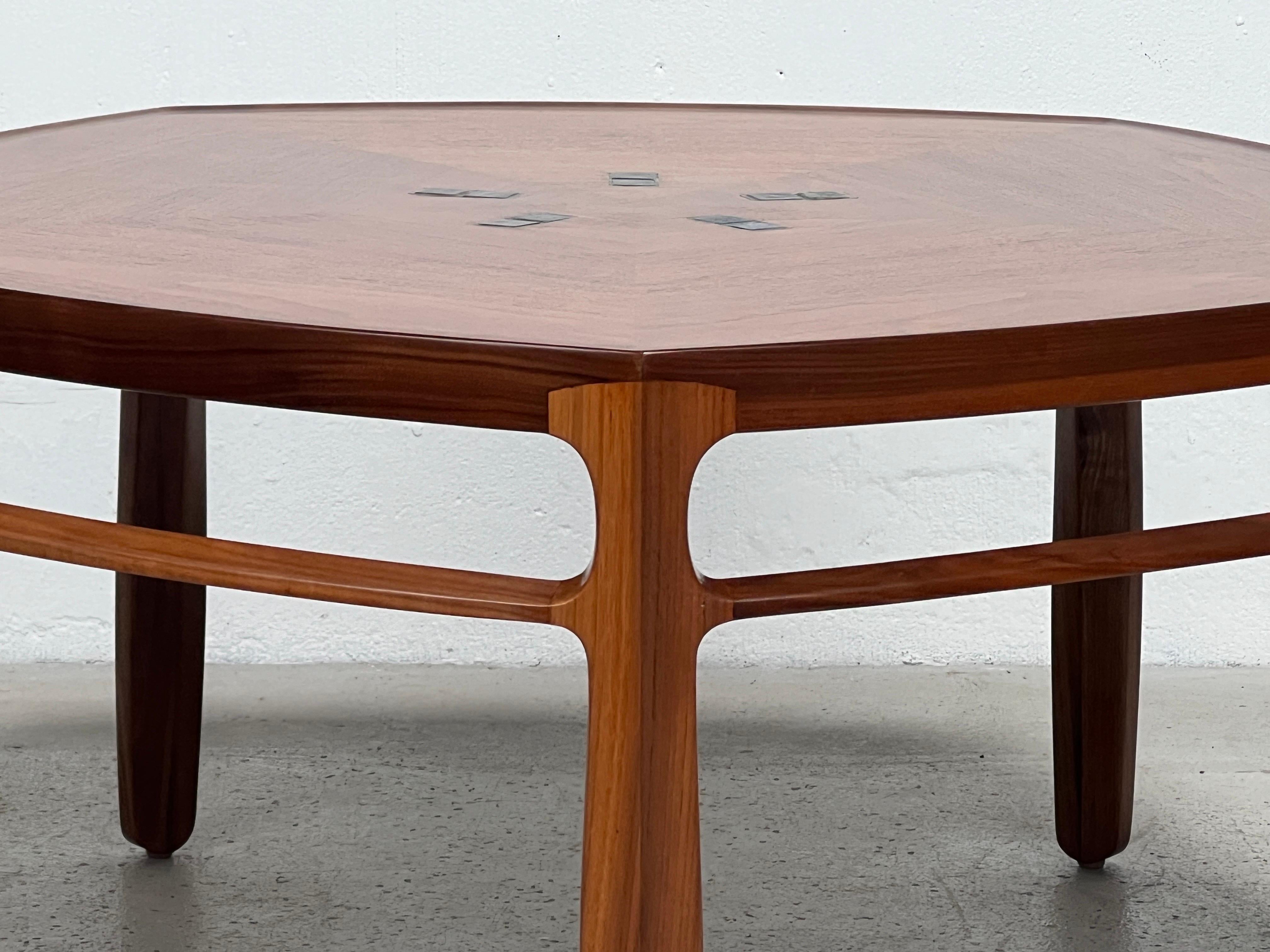Edward Wormley for Dunbar Coffee Table with Tiffany Glass Tiles In Good Condition In Dallas, TX
