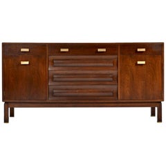 Edward Wormley for Dunbar Credenza in Walnut and Travertine