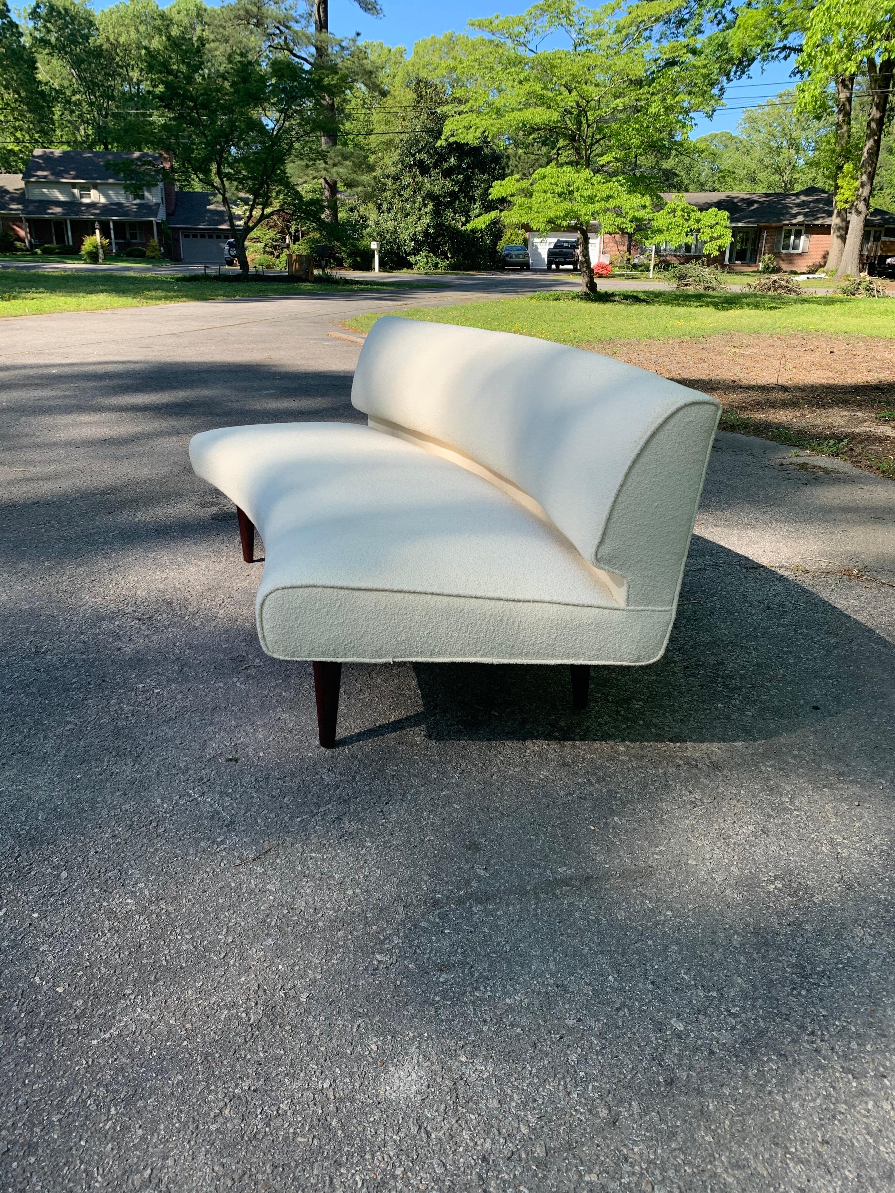 20th Century Edward Wormley for Dunbar Curved Sofa Model 4851a on Rosewood Legs