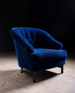 Edward Wormley for Dunbar Custom Model 6793 Club Chairs in Sapphire Blue Mohair