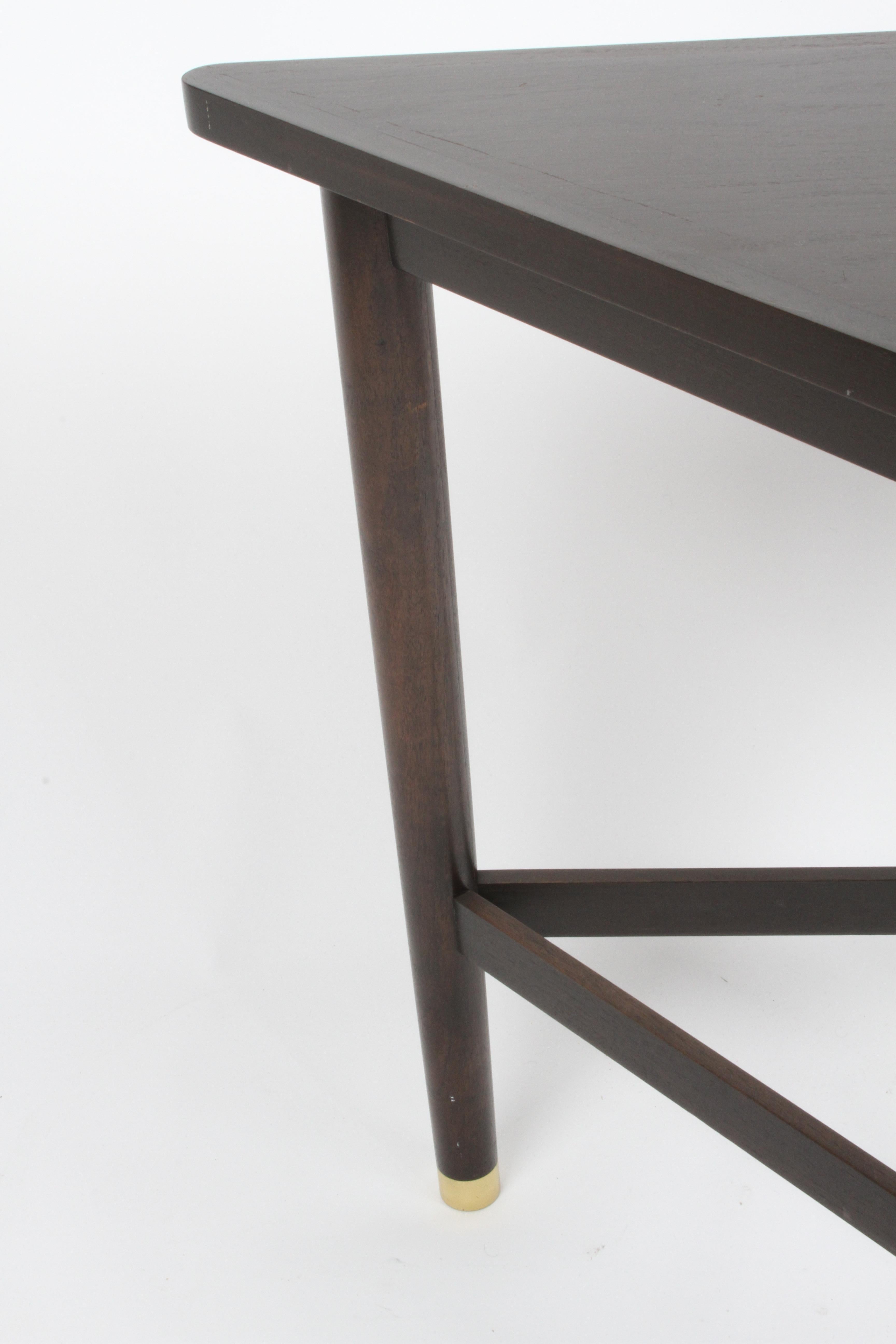 Edward Wormley for Dunbar Dark Mahogany / Brass Triangle Sofa or Corner Table 3