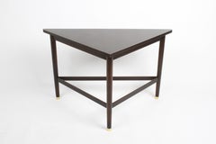 Edward Wormley for Dunbar Dark Mahogany / Brass Triangle Sofa or Corner Table