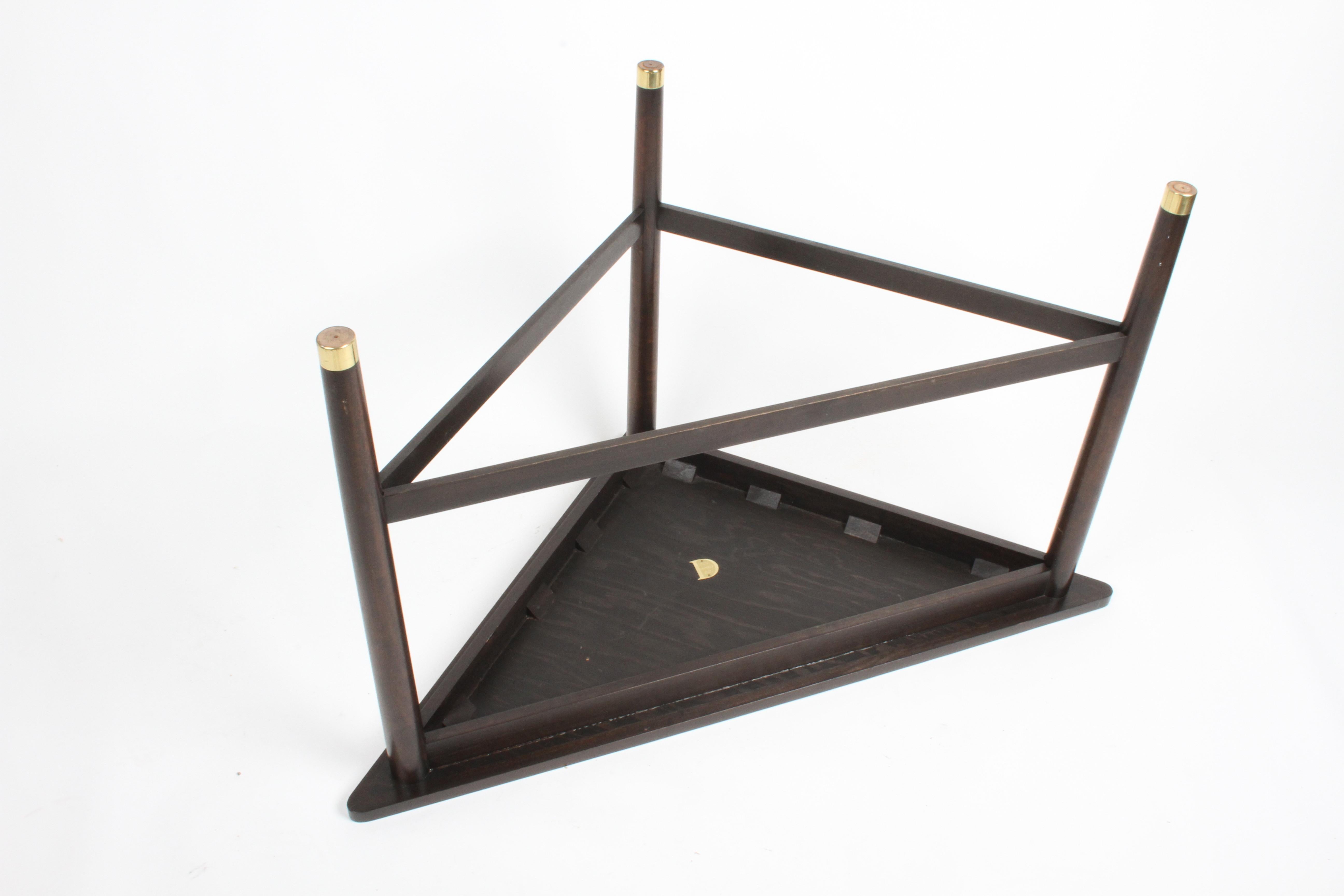 Edward Wormley for Dunbar Dark Mahogany / Brass Triangle Sofa or Corner Table For Sale 2