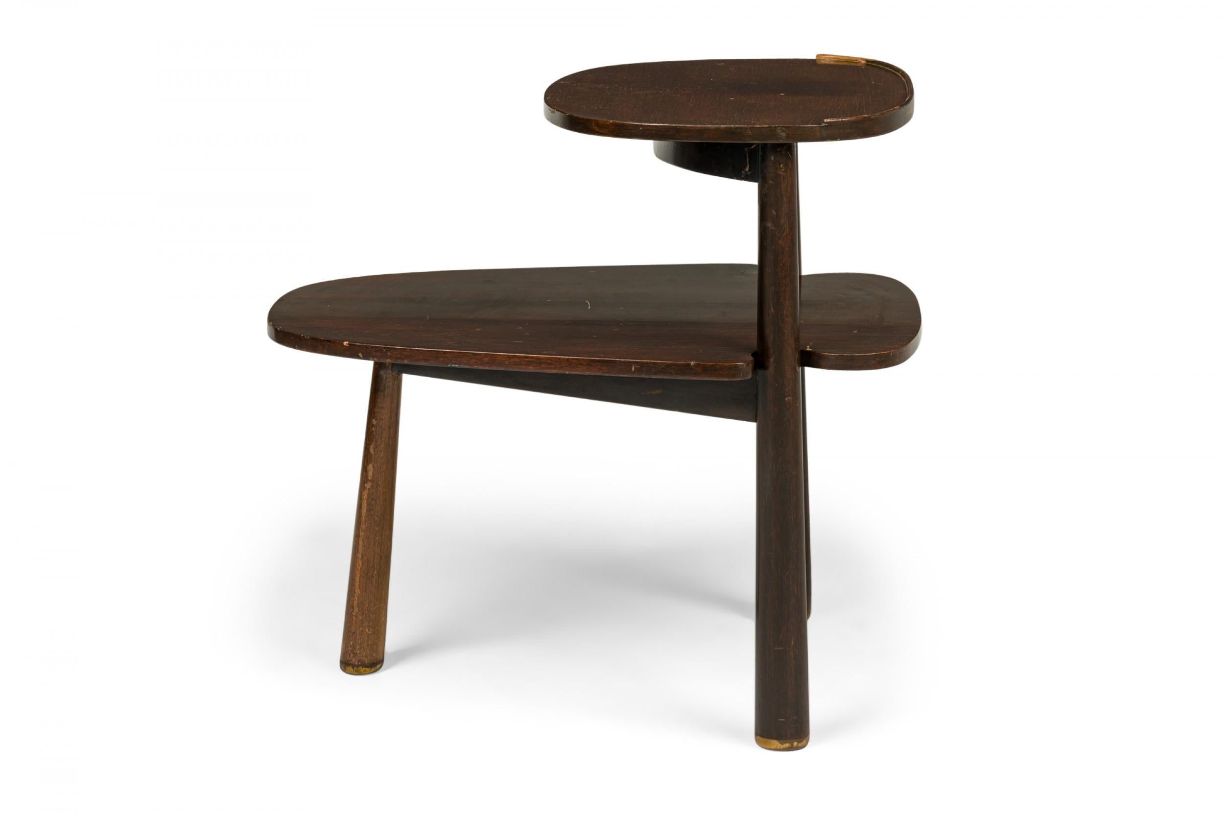 Mid-Century Modern Edward Wormley for Dunbar Dark Wood Stepped Oblong End / Side Table For Sale